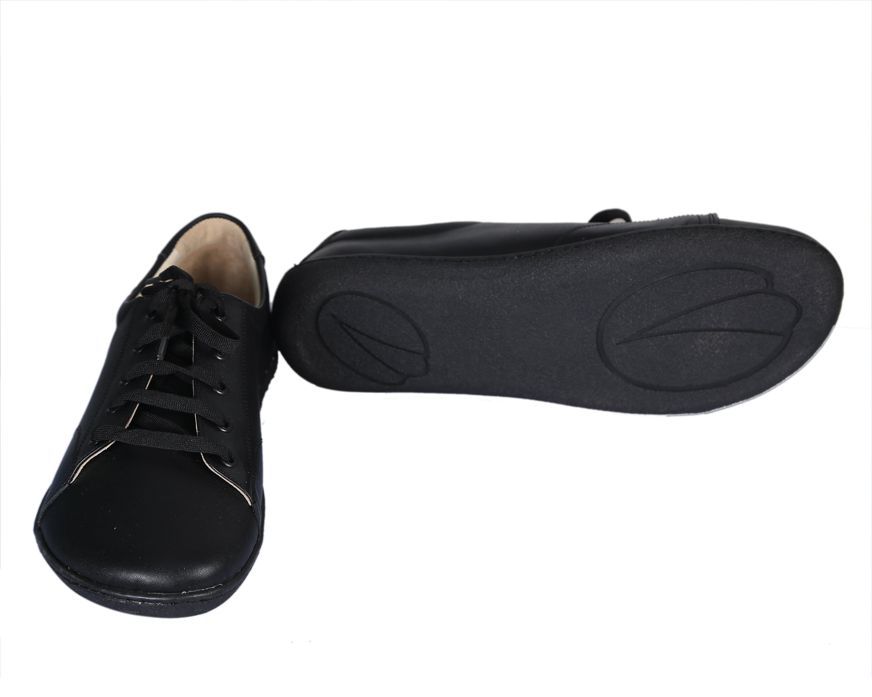 Black SNEAKER Wide Barefoot Shoes Smooth Leather Handmade 6mm Rubber Outsole Sneaker Rubber Outsole