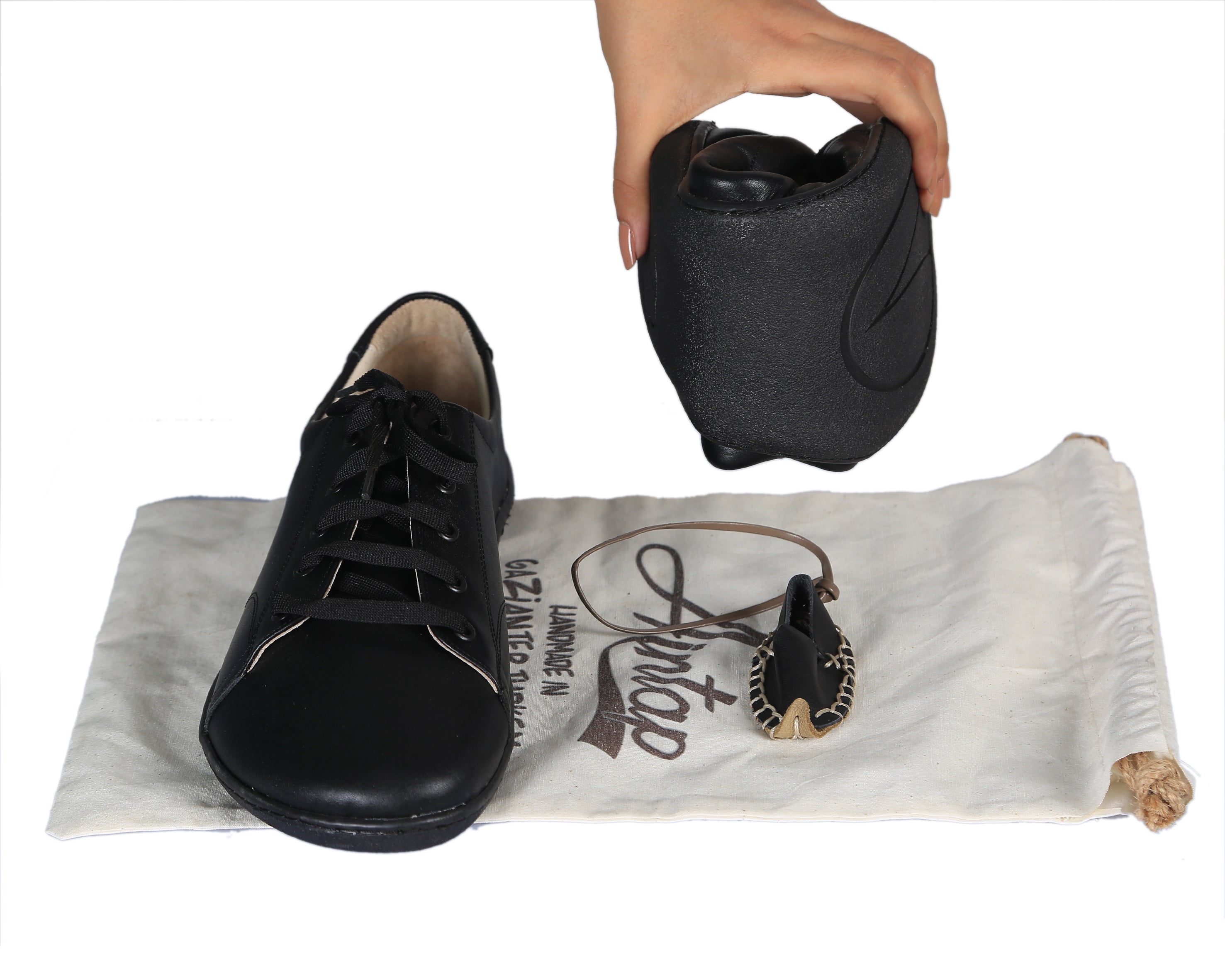 Black SNEAKER Wide Barefoot Shoes Smooth Leather Handmade 6mm Rubber Outsole Sneaker Rubber Outsole