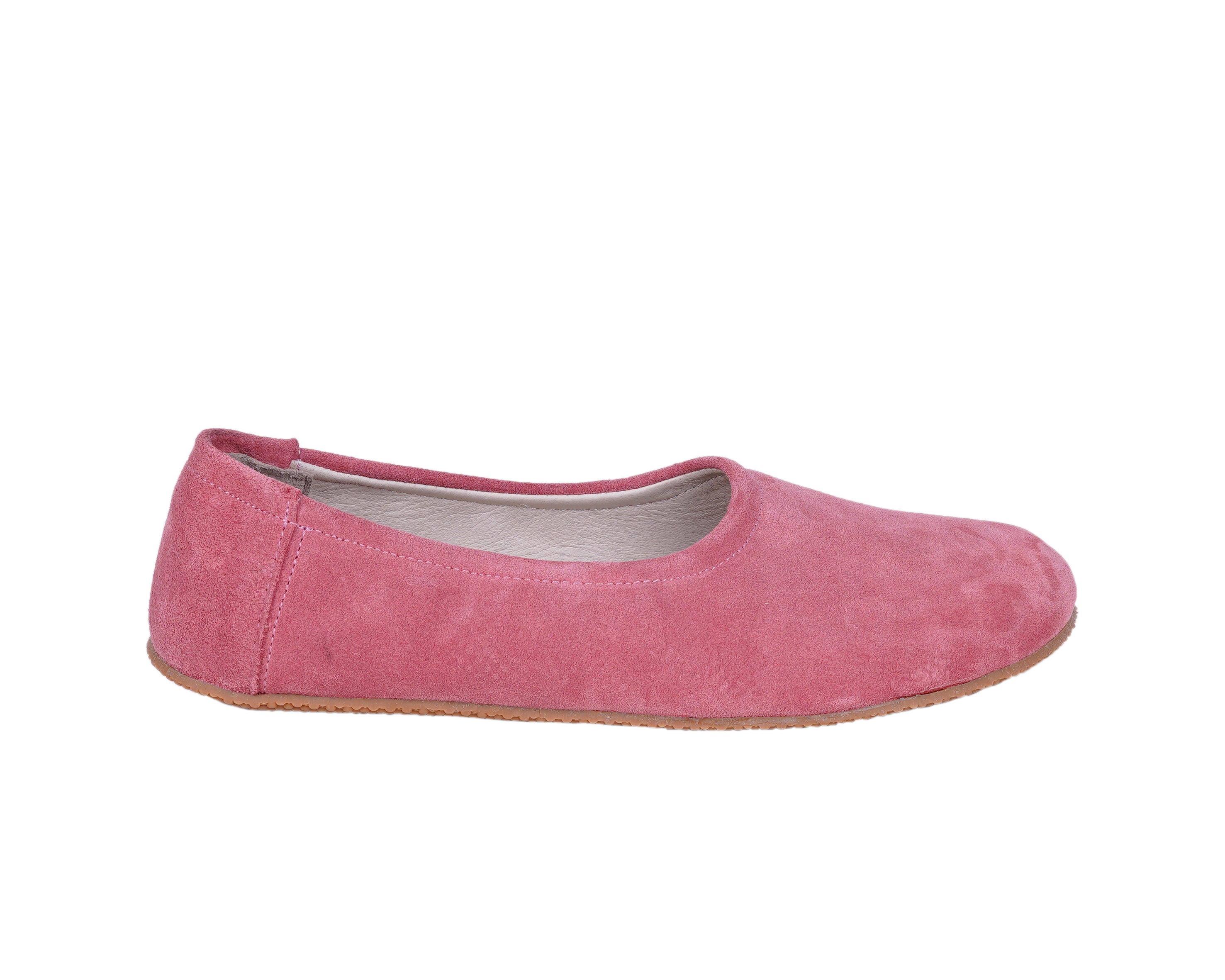 Pink Women Flat Ballets Wide Barefoot Suede Leather Handmade Women Flat Ballets