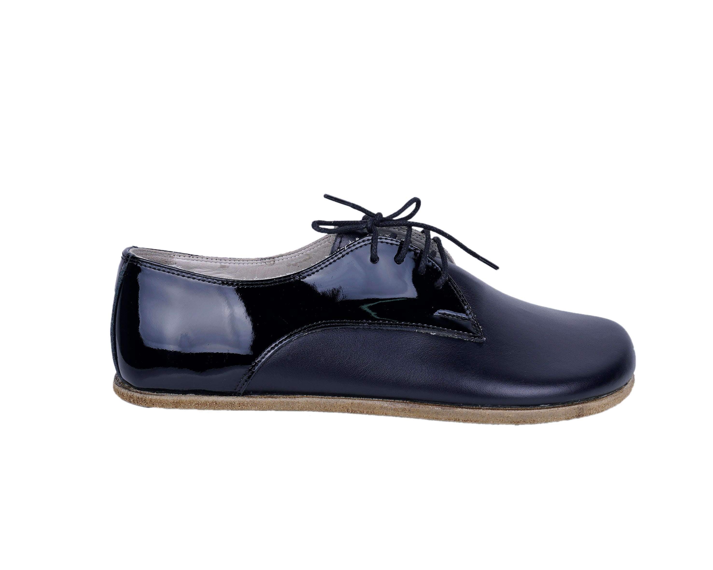 Matte and Glossy Black Oxford Wide Barefoot Patent Leather Handmade Shoes Oxford Leather Outsole