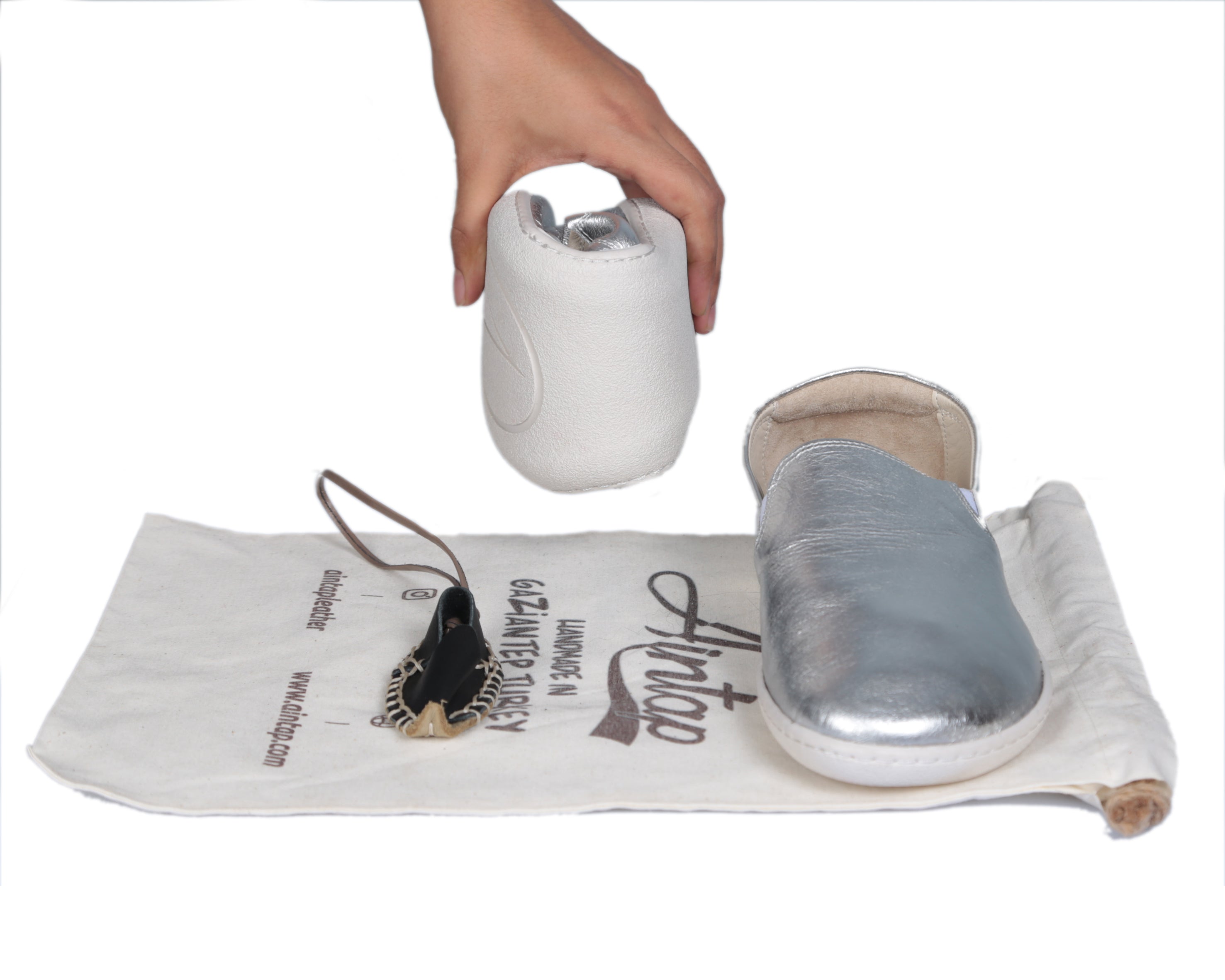 Sılver Slip-On Wide Barefoot Shoes Smooth Leather Handmade 6mm Rubber Outsole