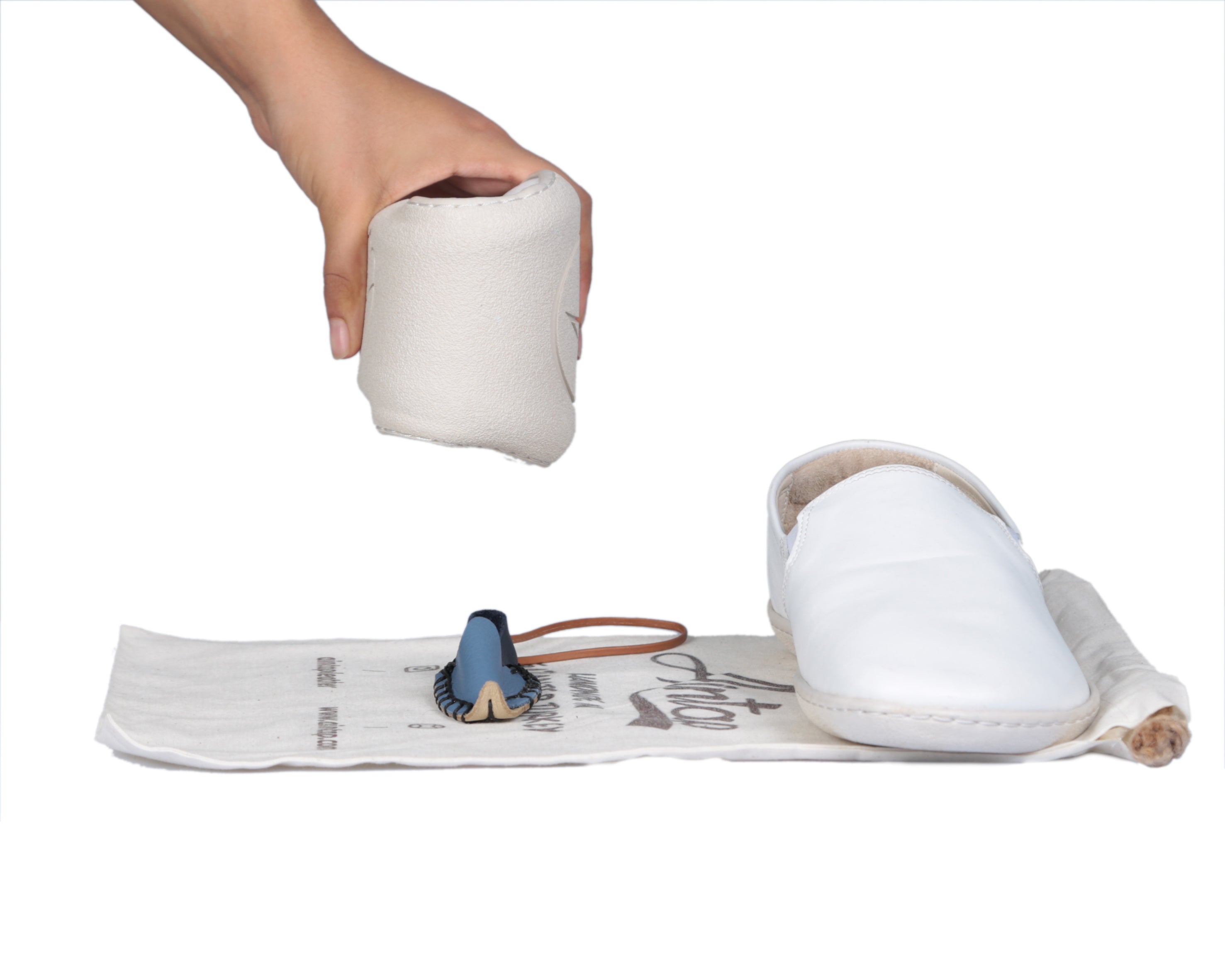 White Slip-On Wide Barefoot Shoes Smooth Leather Handmade 6mm Rubber Outsole