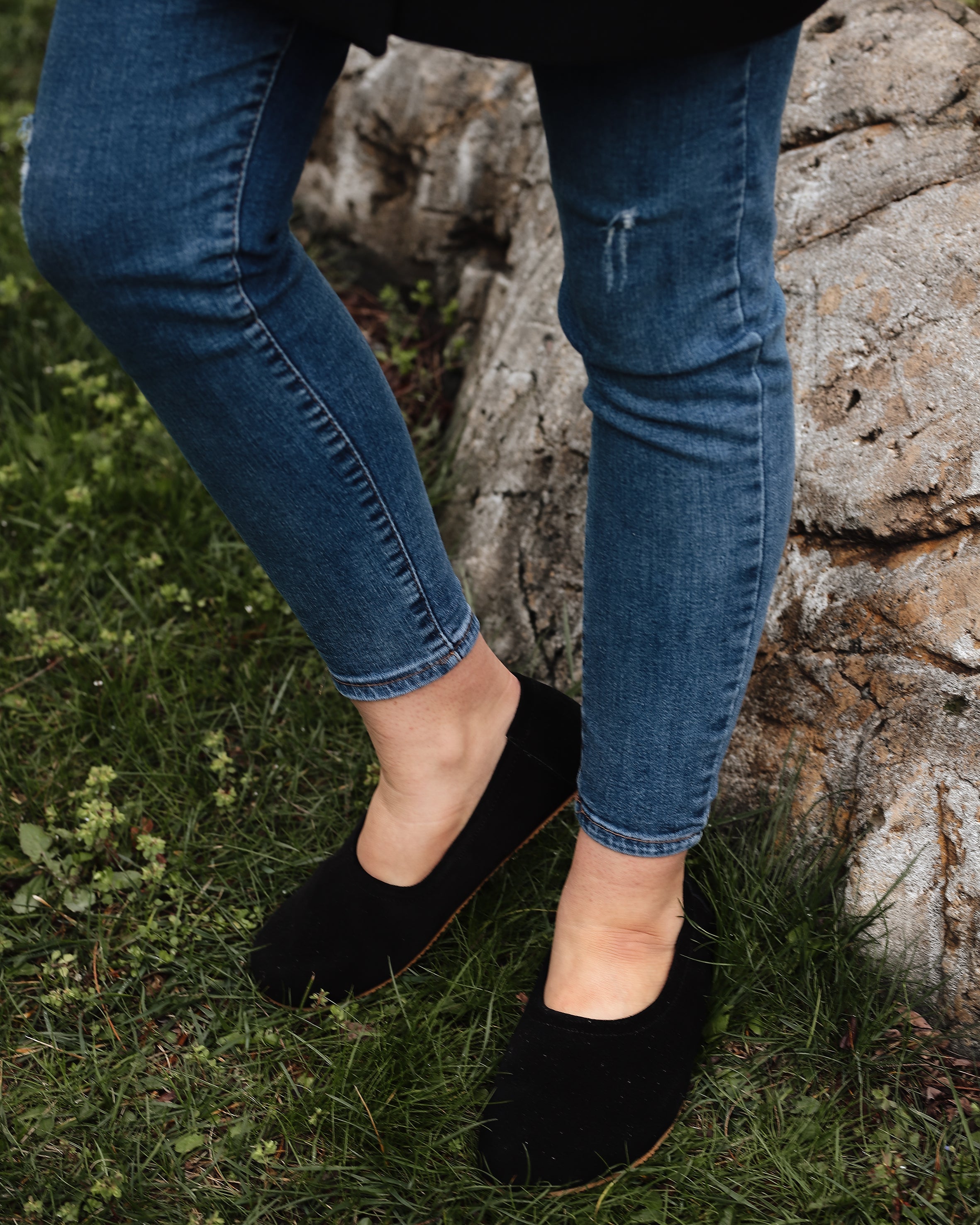 Black Women Flat Ballets Wide Barefoot Suede Leather Handmade Women Flat Ballets