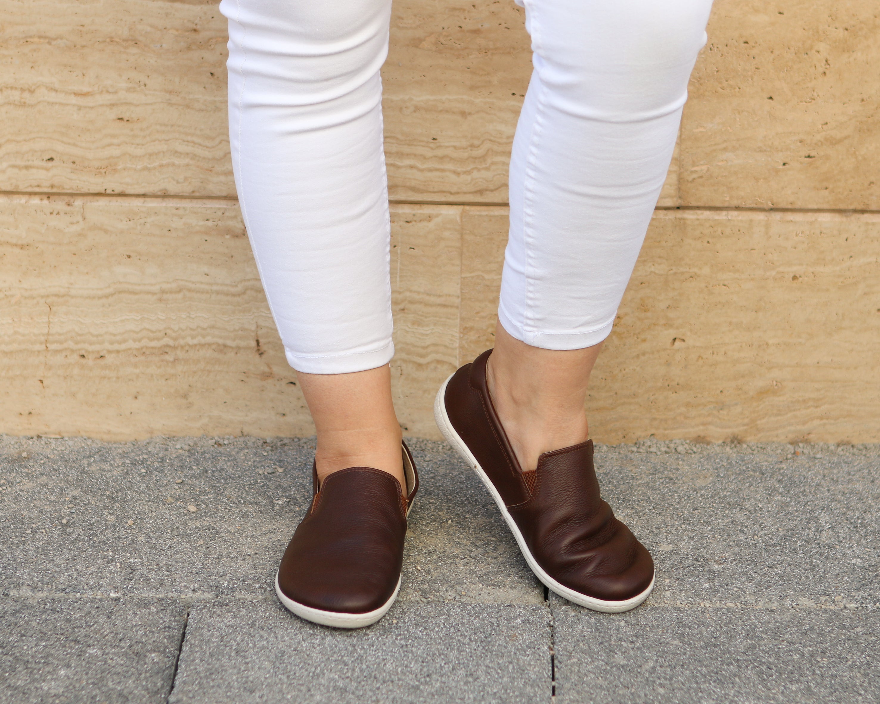 Dark Brown Slip-On Wide Barefoot Shoes Smooth Leather Handmade 6mm Rubber Outsole