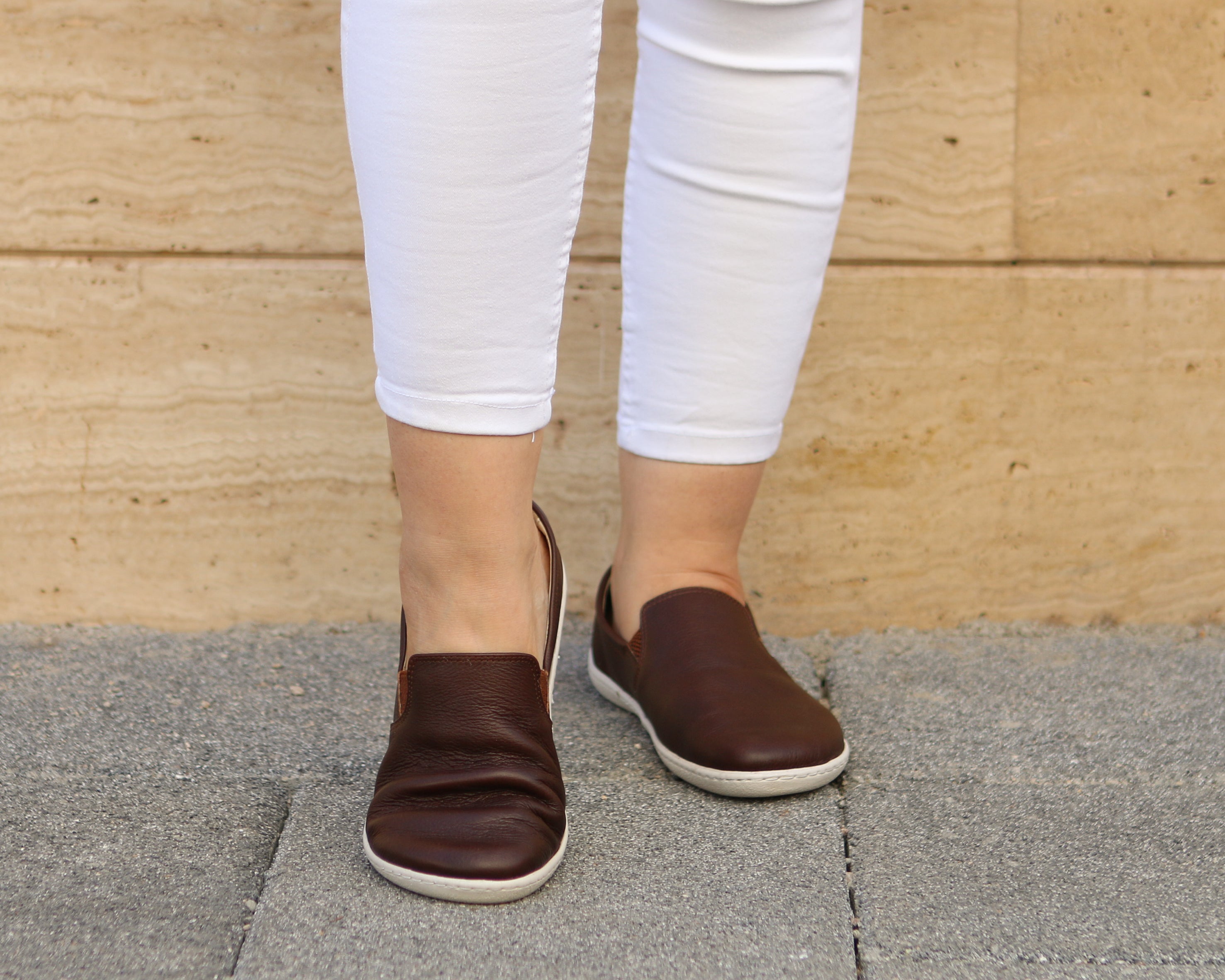 Dark Brown Slip-On Wide Barefoot Shoes Smooth Leather Handmade 6mm Rubber Outsole