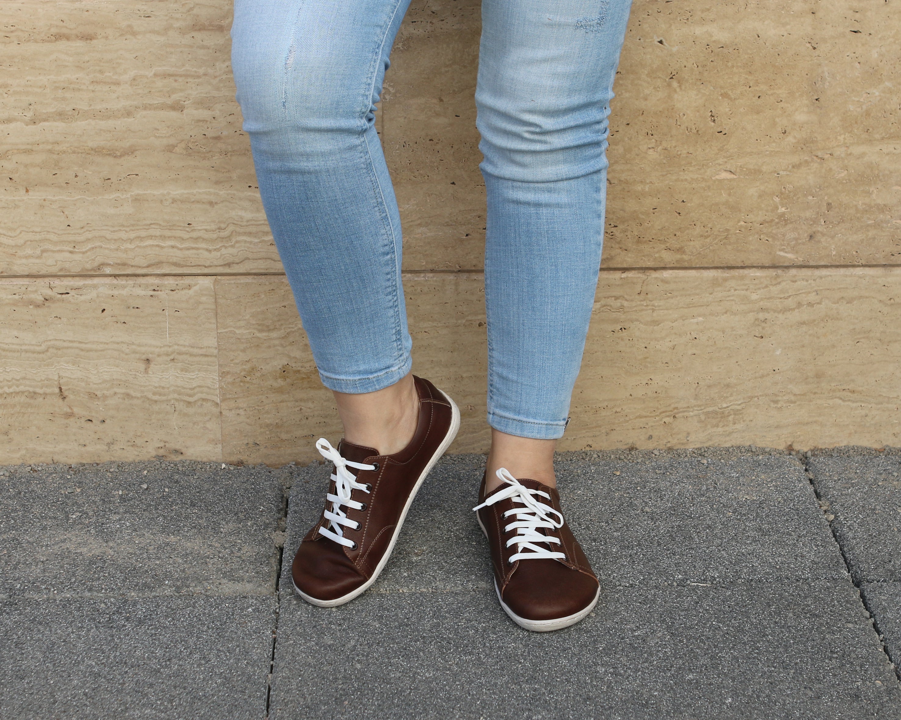 Dark Brown SNEAKER Wide Barefoot Shoes Smooth Leather Handmade 6mm Rubber Outsole