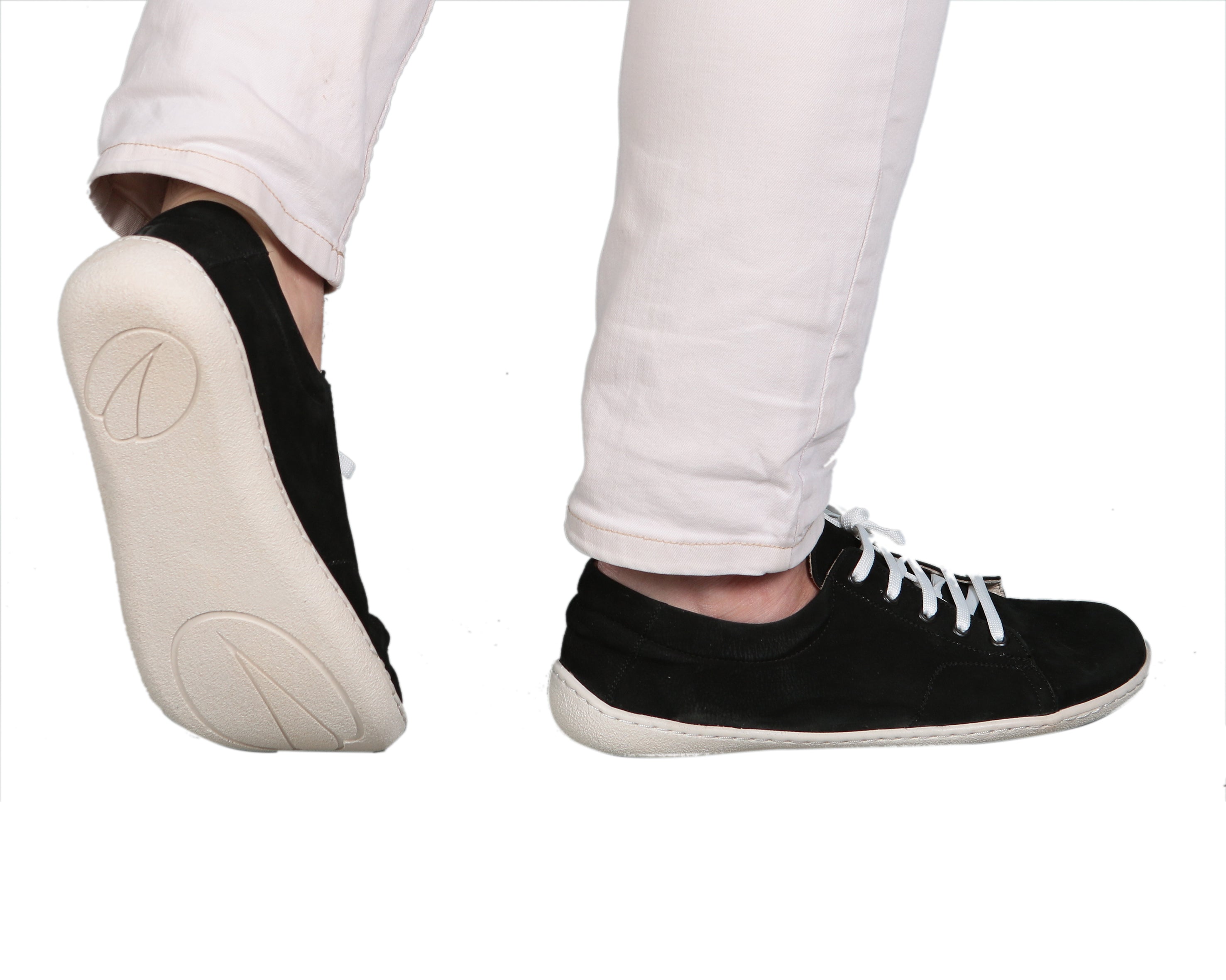 Black SNEAKER Wide Barefoot Shoes Nubuck Leather Handmade 6mm Rubber Outsole Sneaker Rubber Outsole