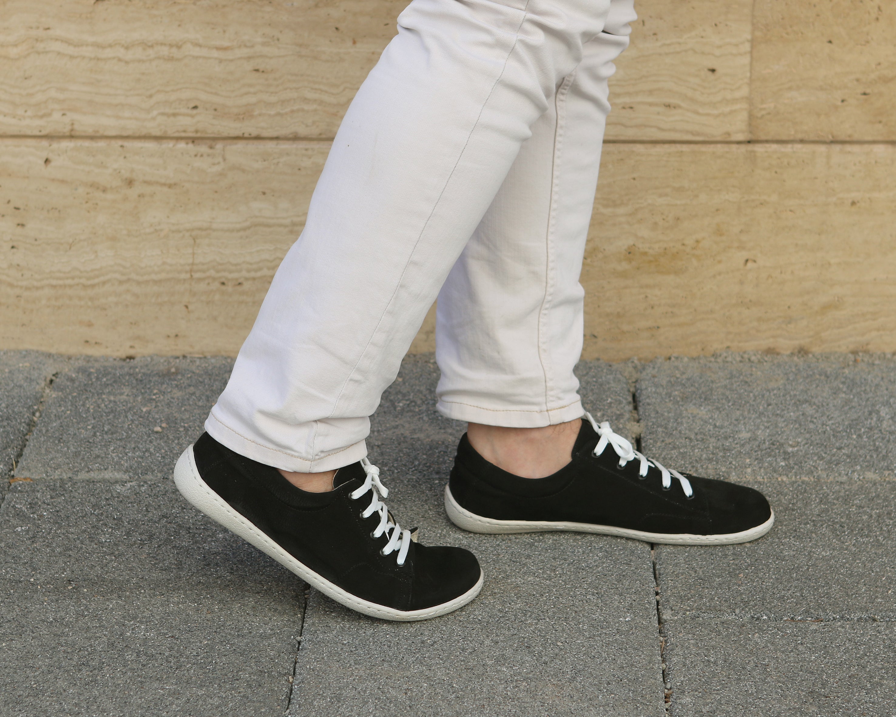 Black SNEAKER Wide Barefoot Shoes Nubuck Leather Handmade 6mm Rubber Outsole Sneaker Rubber Outsole