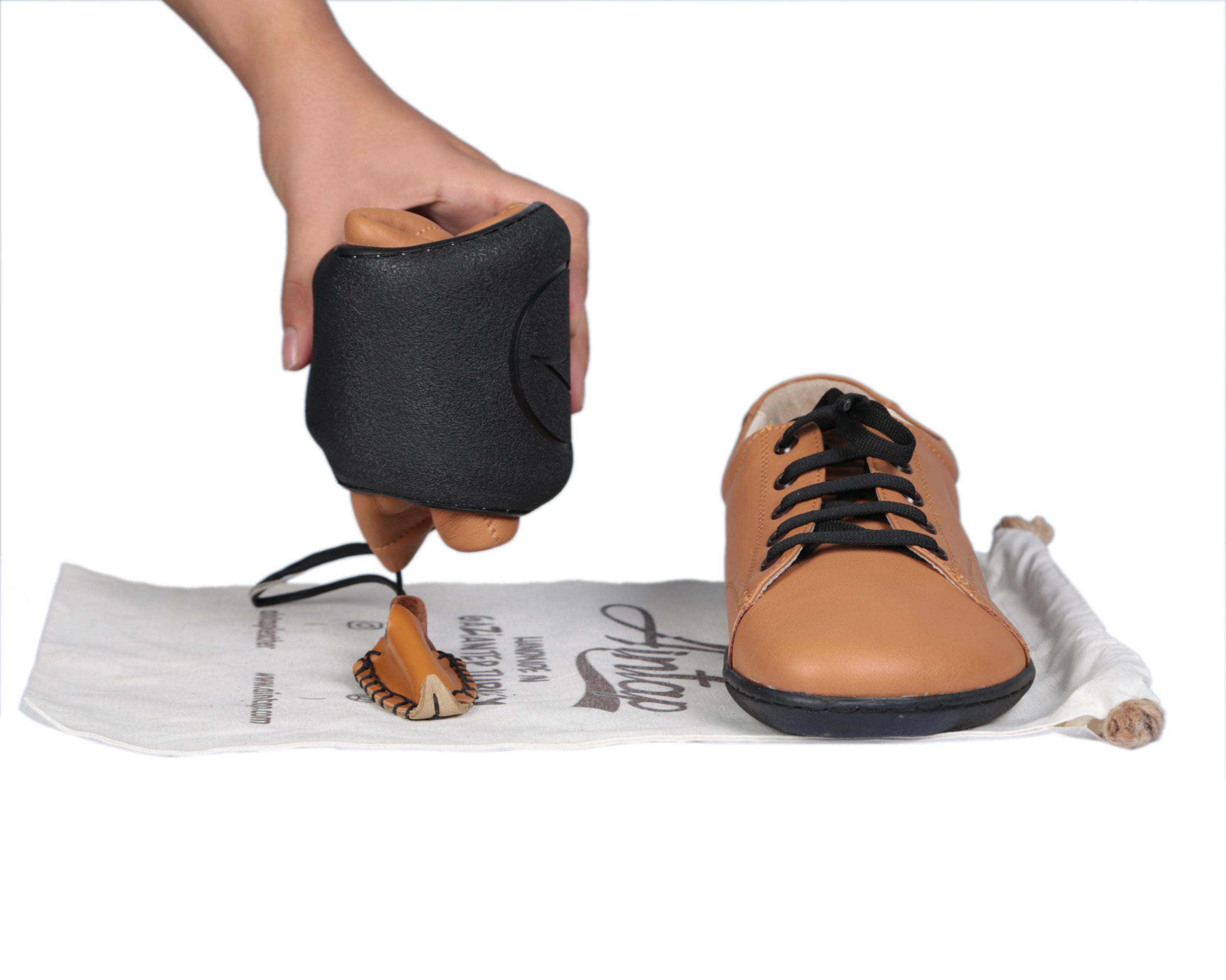 Tan SNEAKER Wide Barefoot Shoes Smooth Leather Handmade 6mm Rubber Outsole