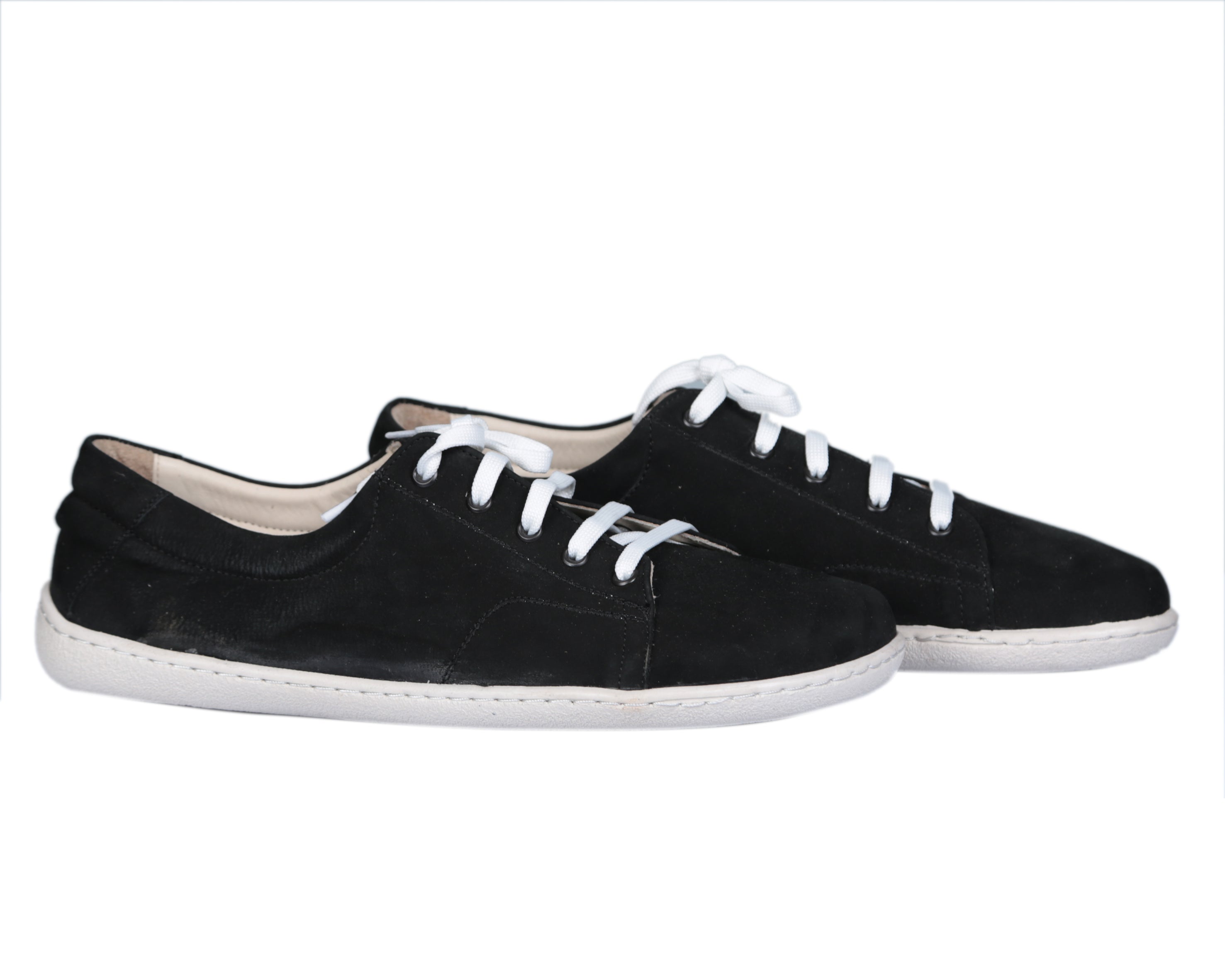 Black SNEAKER Wide Barefoot Shoes Nubuck Leather Handmade 6mm Rubber Outsole Sneaker Rubber Outsole