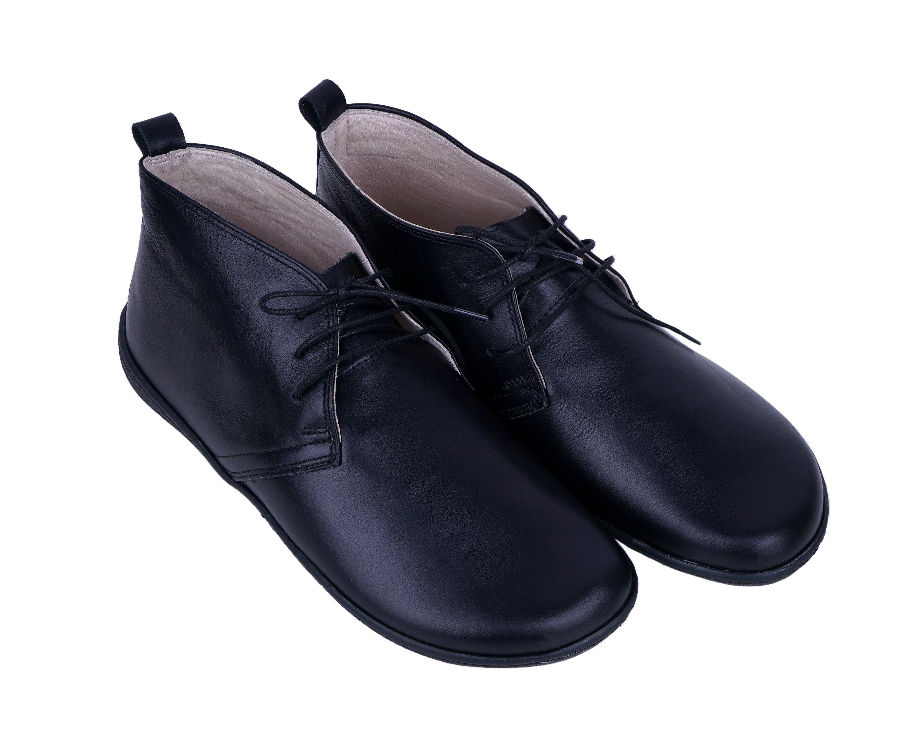 Black Ankle Boots Wide Barefoot Shoes Smooth Leather Handmade 6mm Rubber Outsole Ankle Boots Rubber Outsole