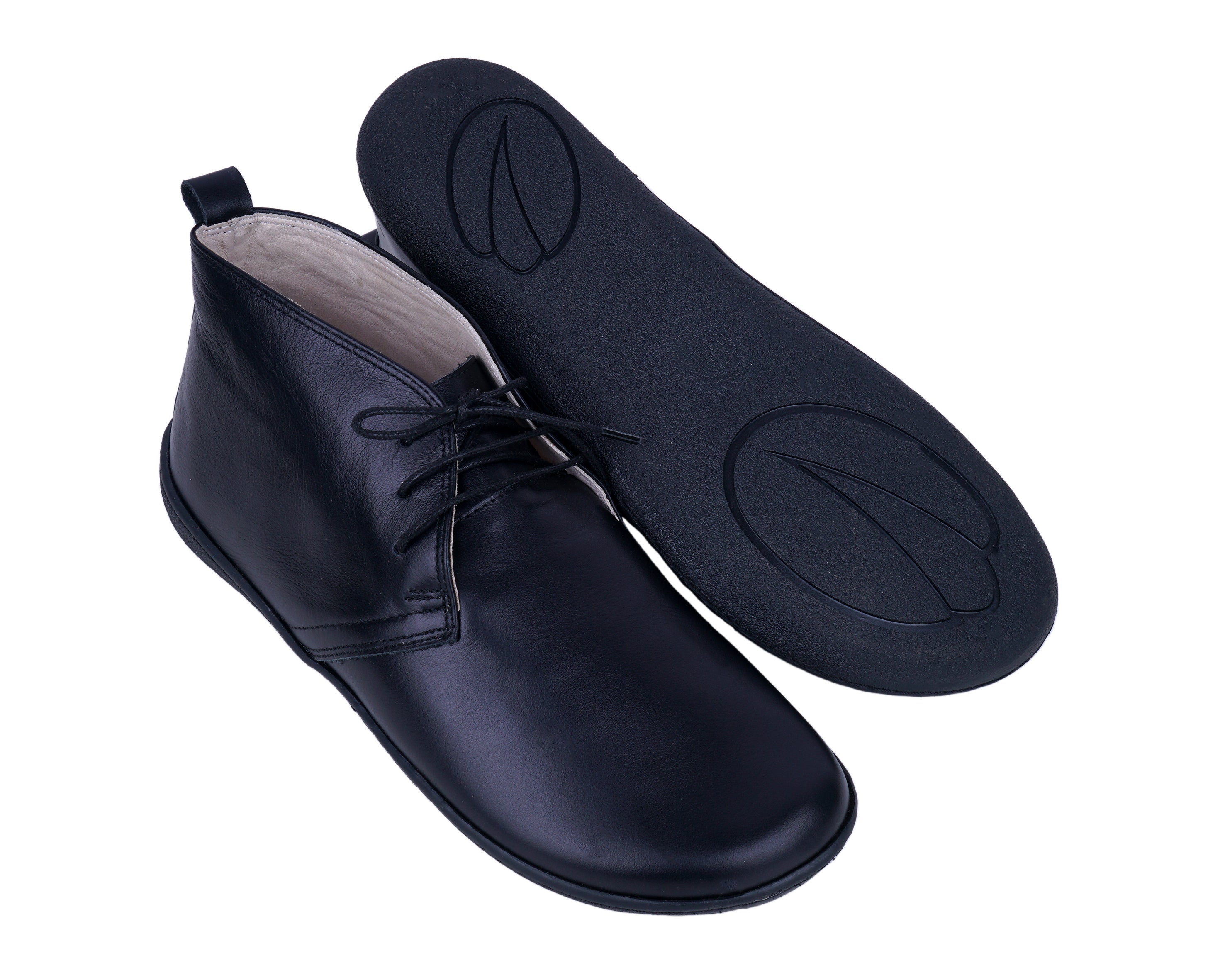 Black Ankle Boots Wide Barefoot Shoes Smooth Leather Handmade 6mm Rubber Outsole Ankle Boots Rubber Outsole