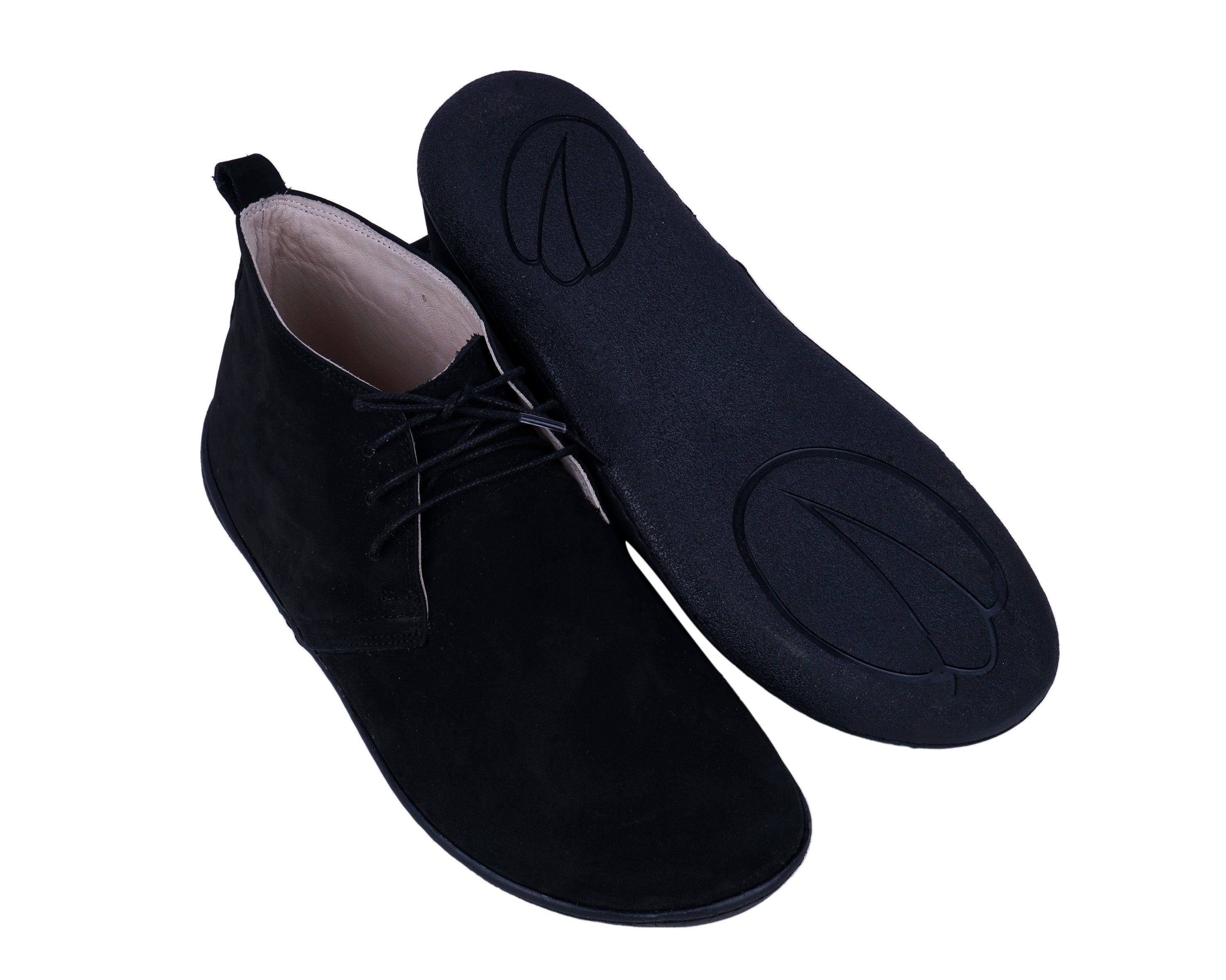 Black Ankle Boots Wide Barefoot Shoes Nubuck Leather Handmade Rubber Outsole Ankle Boots Rubber Outsole