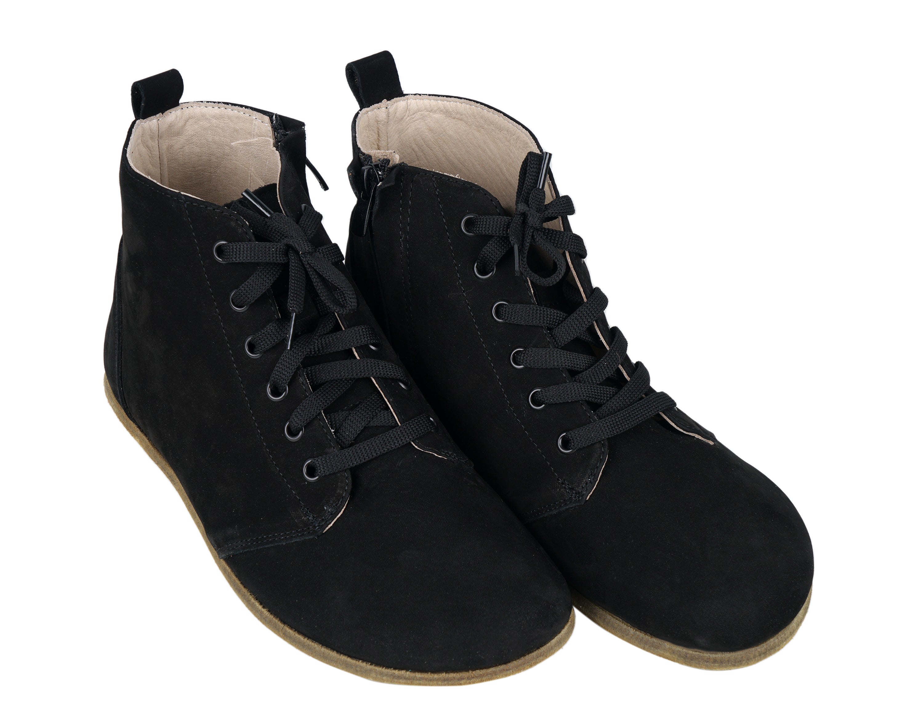 Black Short Boots Wide Barefoot Nubuck Leather Handmade Shoes Short Boots Leather Outsole