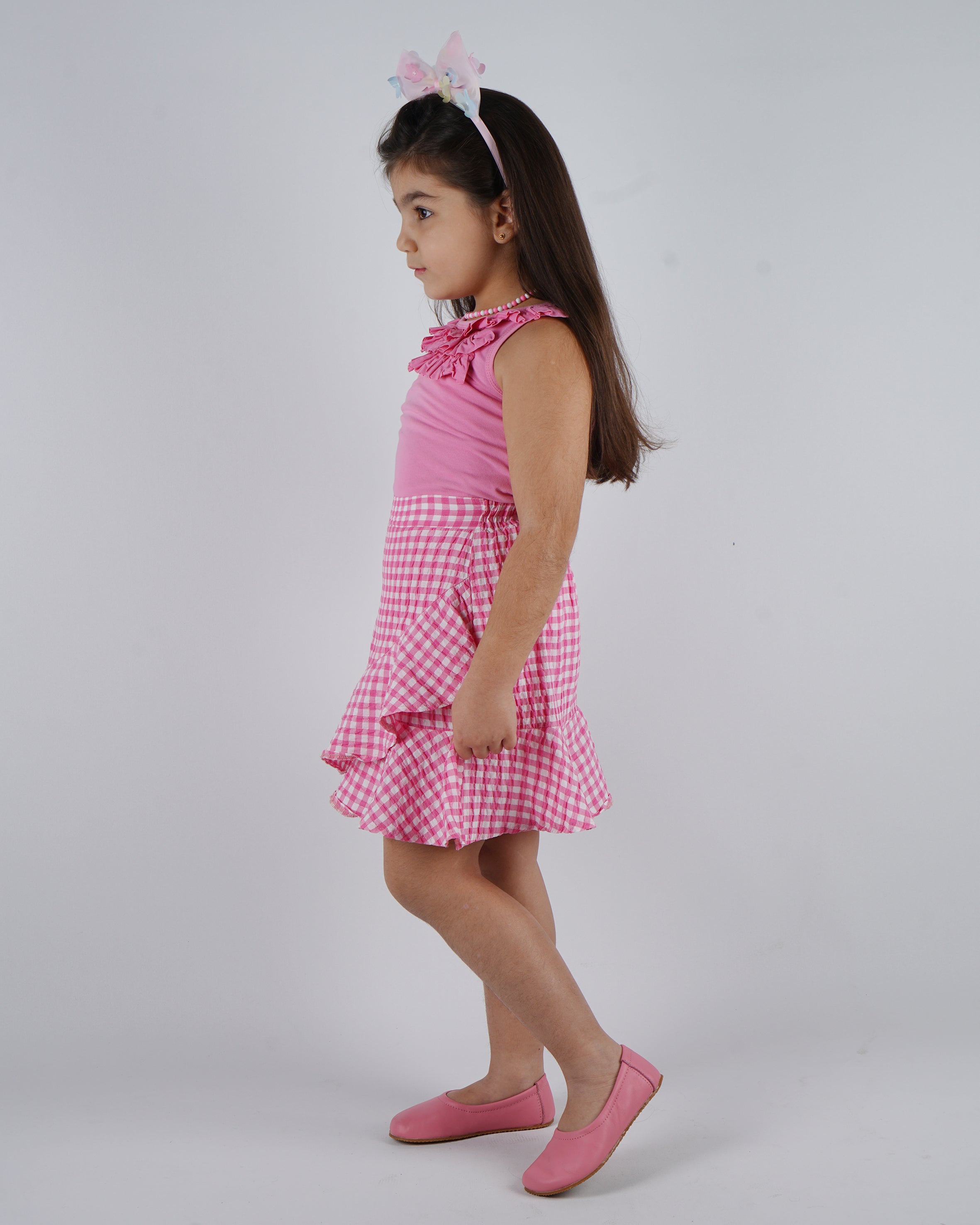 Pink Kids Flat Ballet Wide Barefoot Shoes Smooth Leather Handmade Leather & Rubber Sole