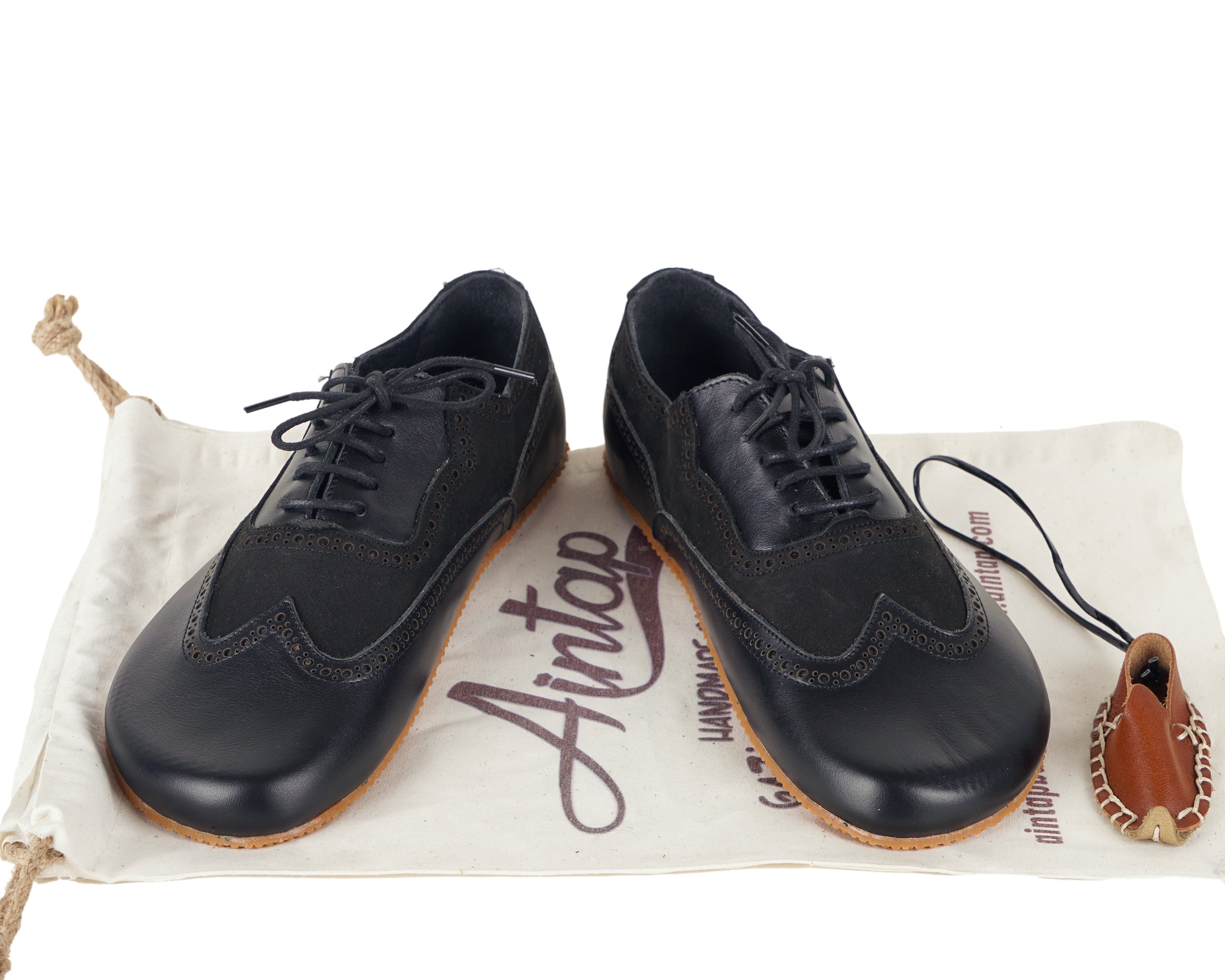 Black Moccasins Wide Barefoot Shoes Smooth Leather Handmade 6mm Rubber Outsole Moccasins