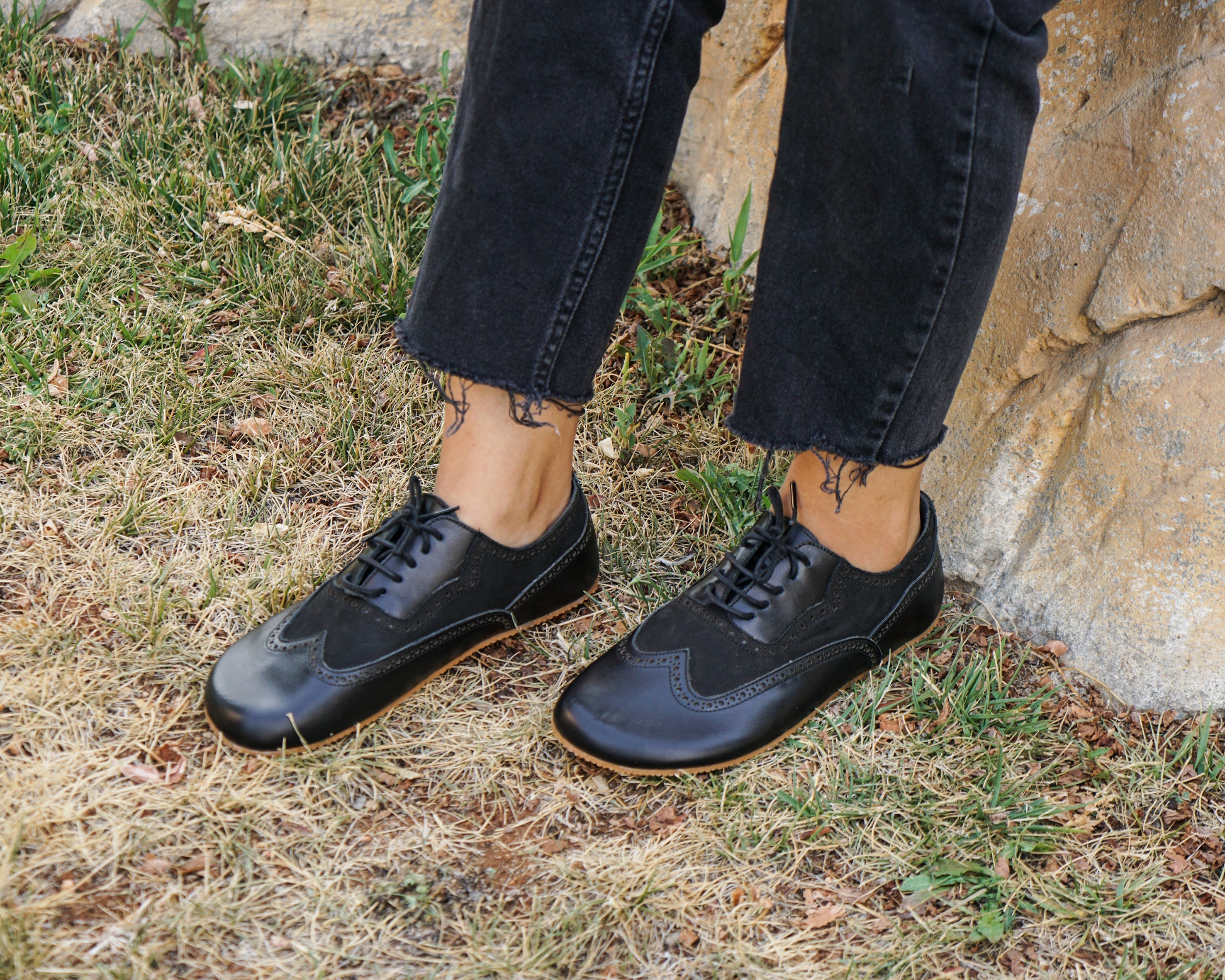 Black Moccasins Wide Barefoot Shoes Smooth Leather Handmade 6mm Rubber Outsole Moccasins