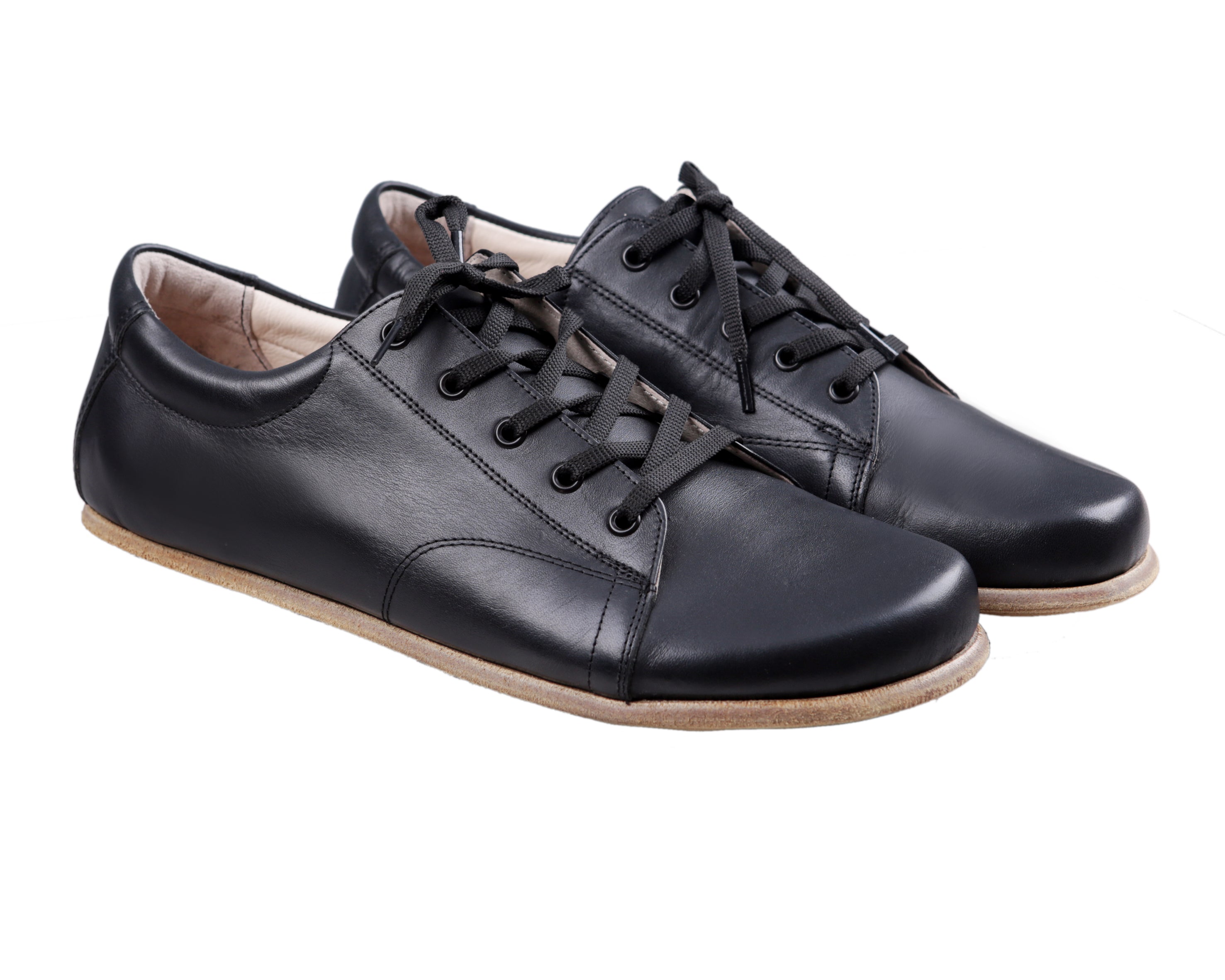 Black Sneaker Wide Barefoot Smooth Leather Handmade Shoes Sneaker Leather Outsole