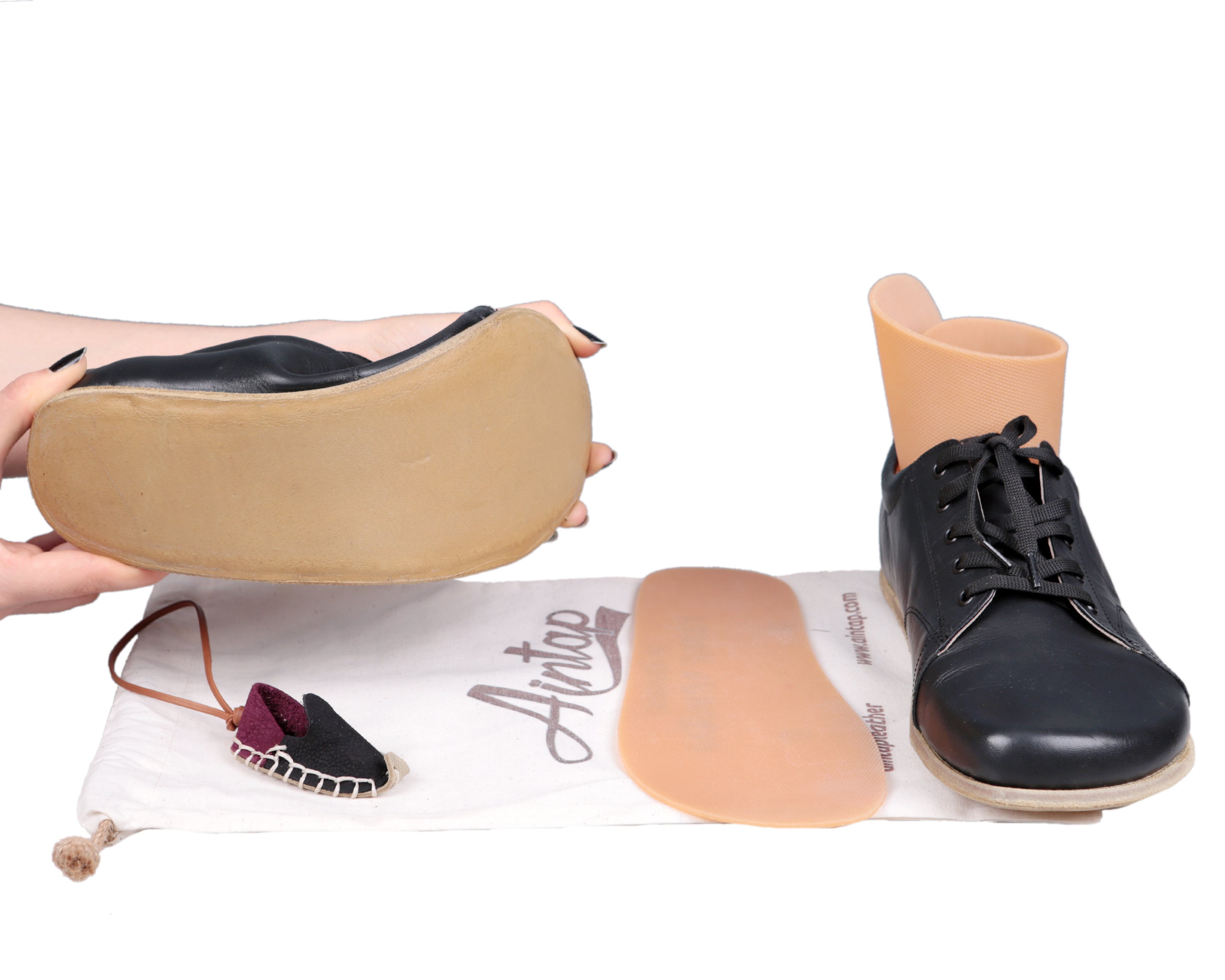 Black Sneaker Wide Barefoot Smooth Leather Handmade Shoes Sneaker Leather Outsole