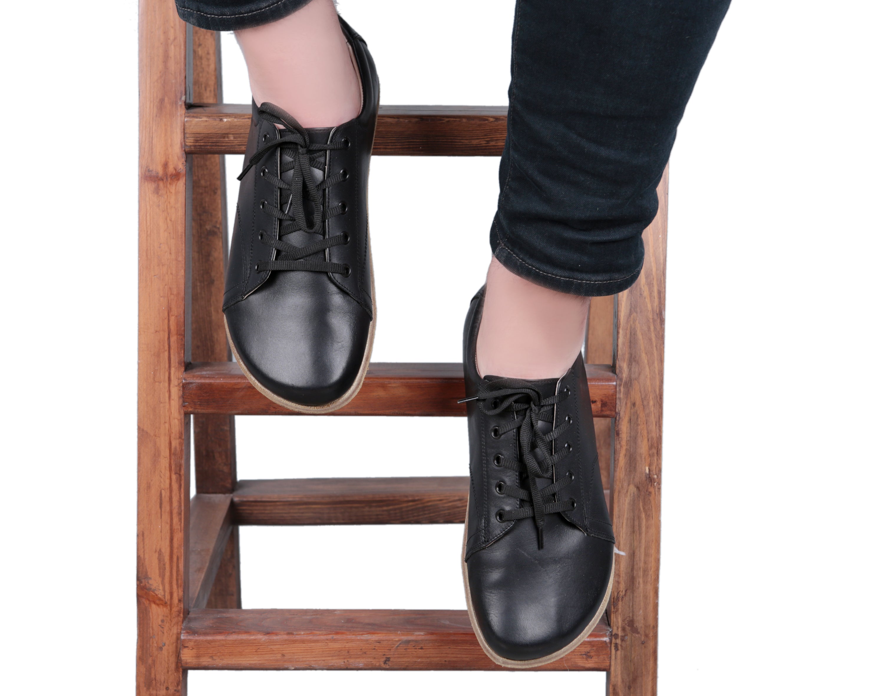 Black Sneaker Wide Barefoot Smooth Leather Handmade Shoes Sneaker Leather Outsole