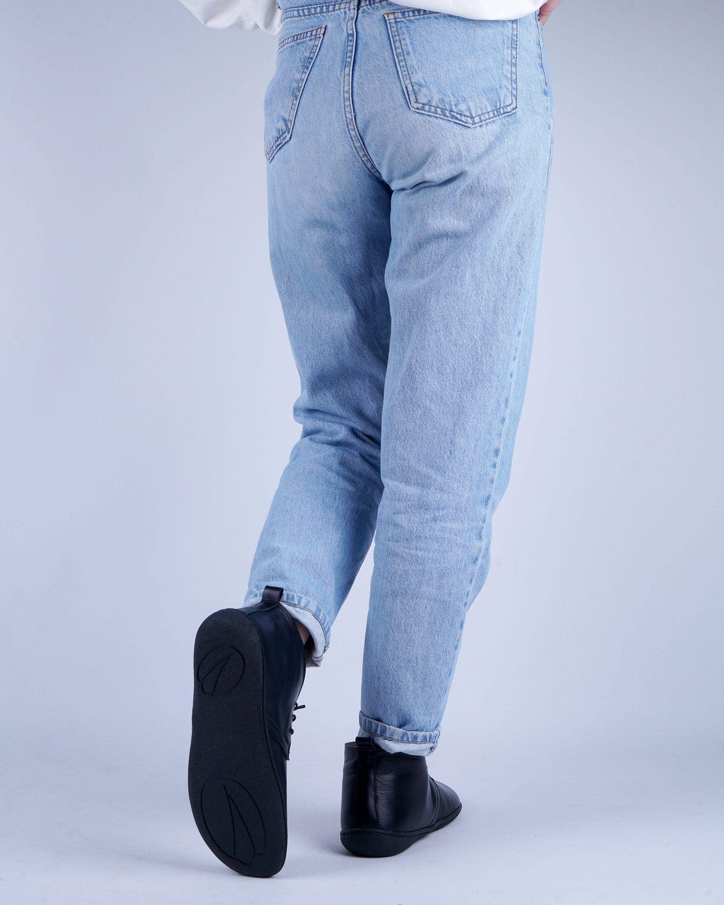 Black Ankle Boots Wide Barefoot Shoes Smooth Leather Handmade 6mm Rubber Outsole Ankle Boots Rubber Outsole