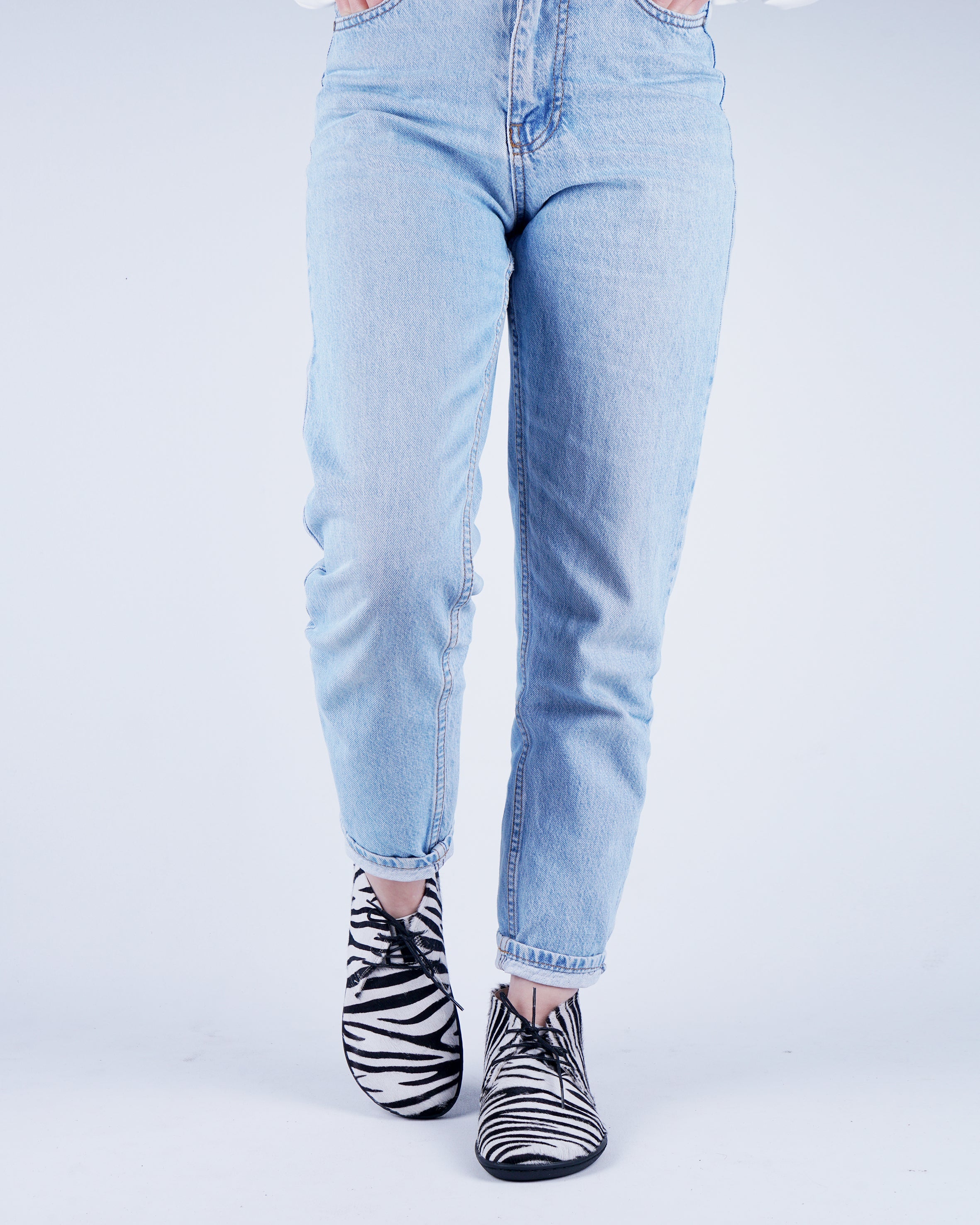 Zebra Ankle Boots Wide Barefoot Shoes Smooth Leather Handmade 6mm Rubber Outsole