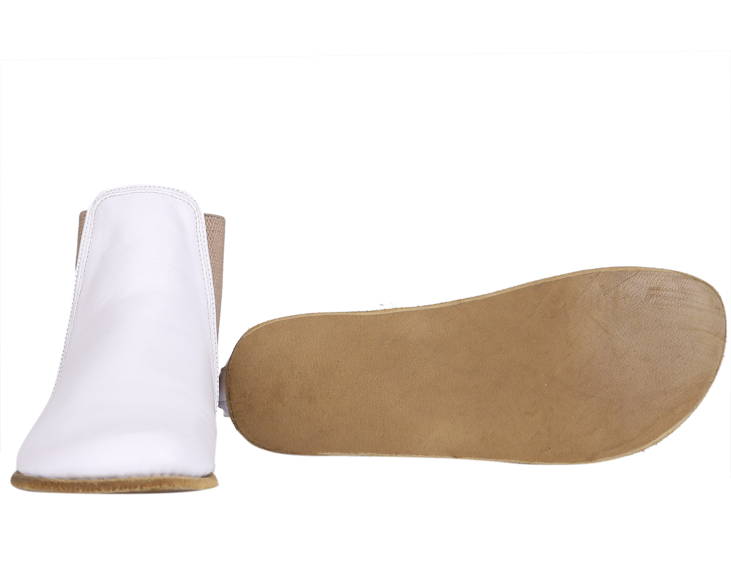 White Chelsea Boots Wide Barefoot Smooth Leather Handmade Shoes 