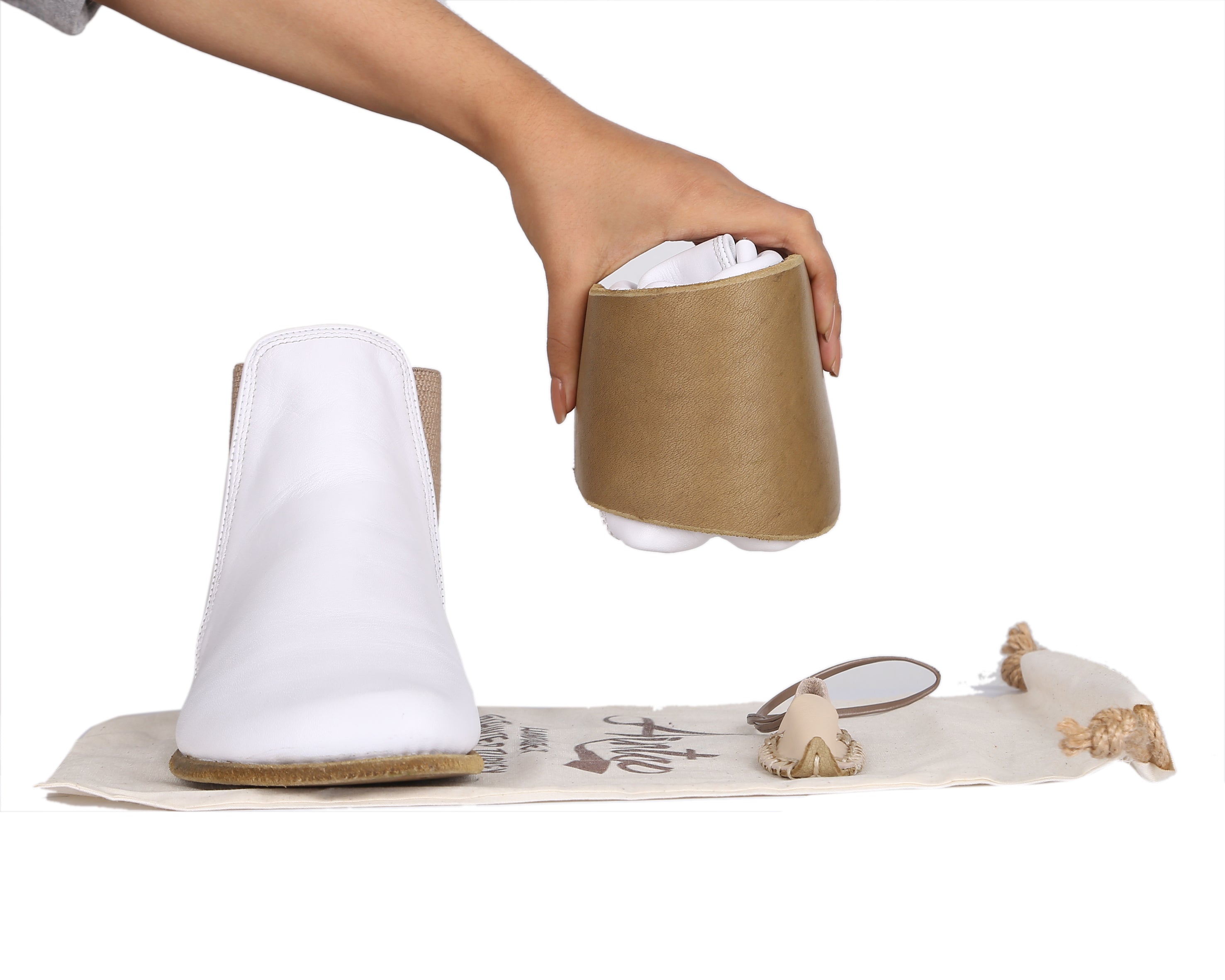 White Chelsea Boots Wide Barefoot Smooth Leather Handmade Shoes 
