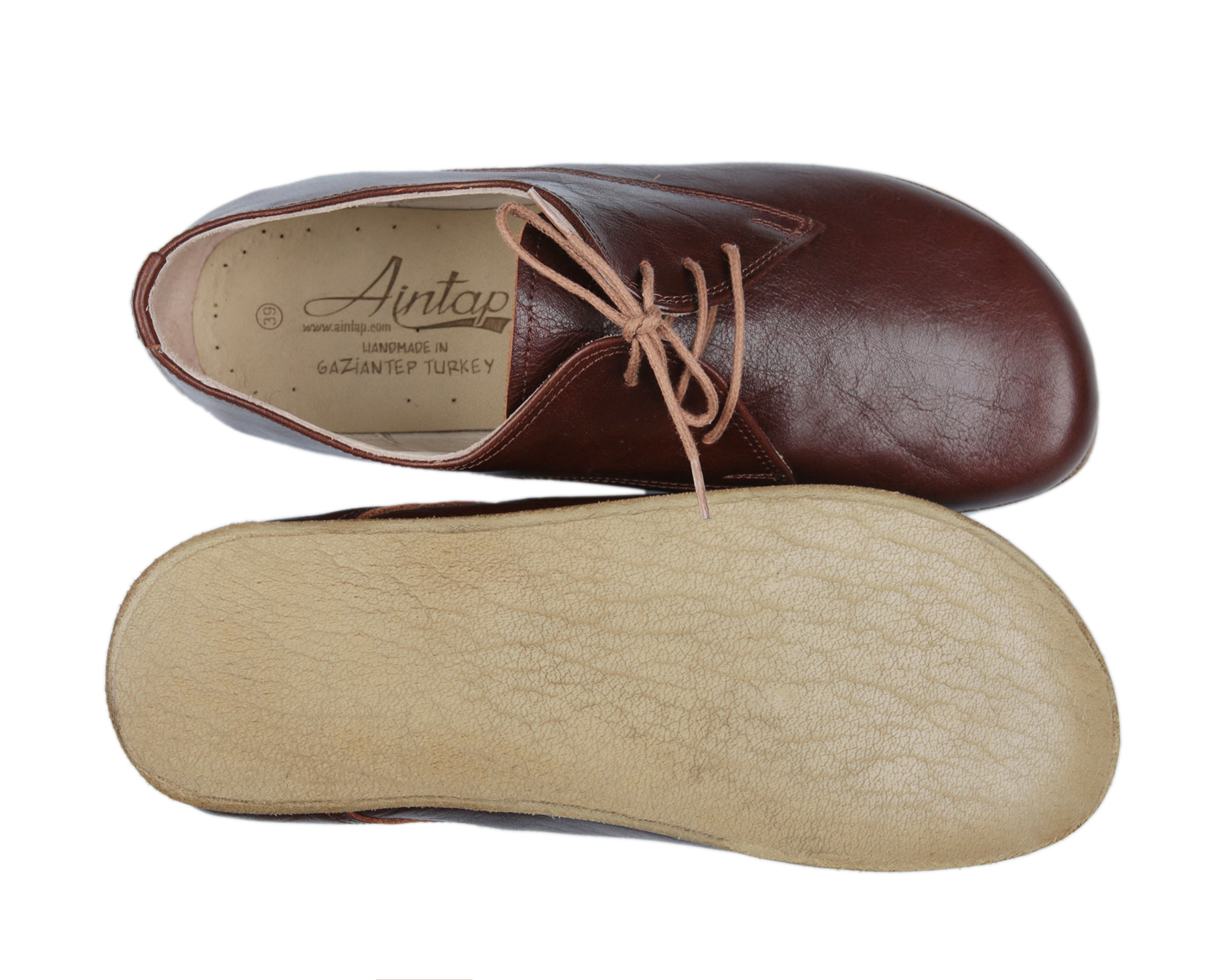 Dark Brown Oxford Wide Barefoot Smooth Leather Handmade Classic Shoes 