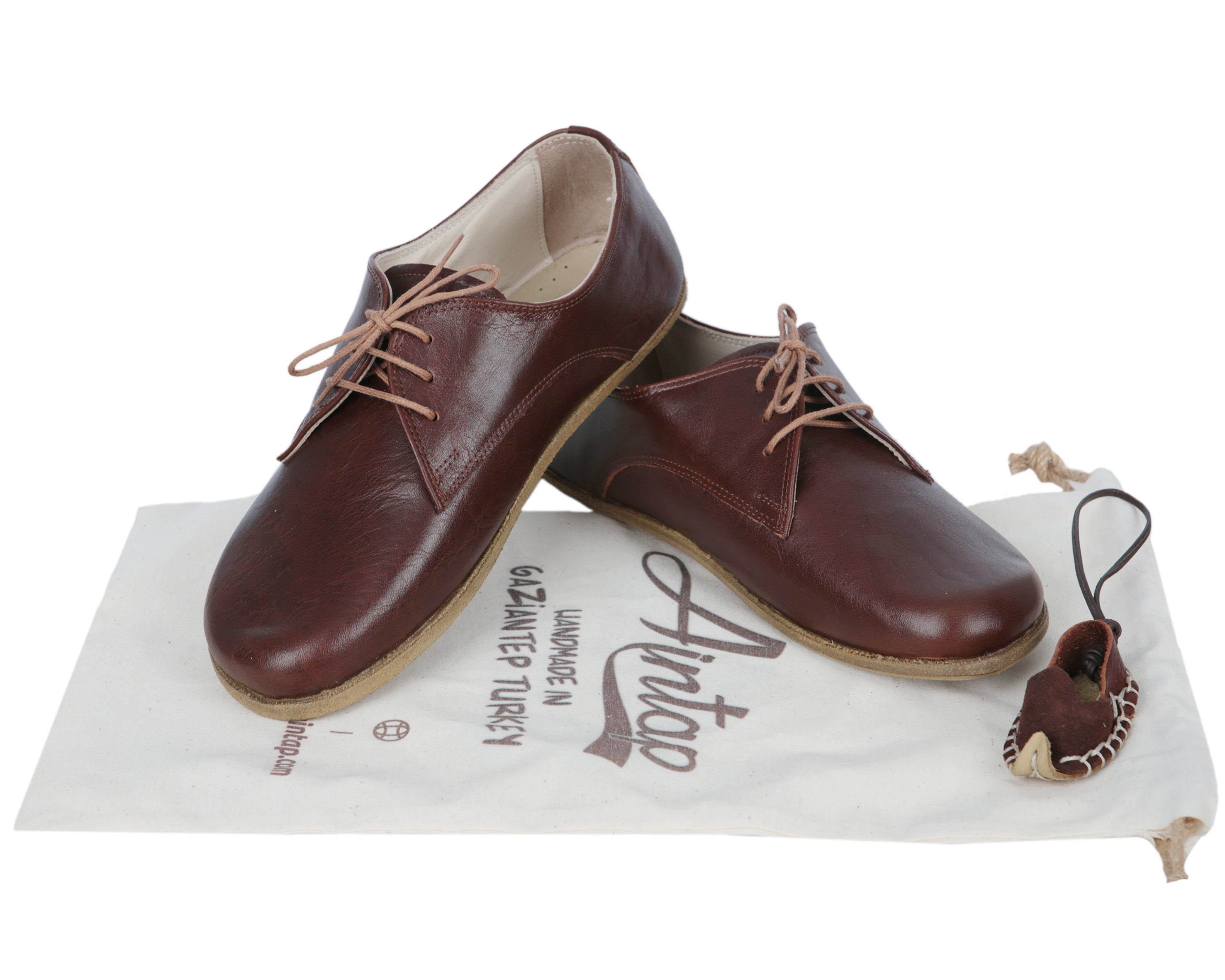 Dark Brown Oxford Wide Barefoot Smooth Leather Handmade Classic Shoes 