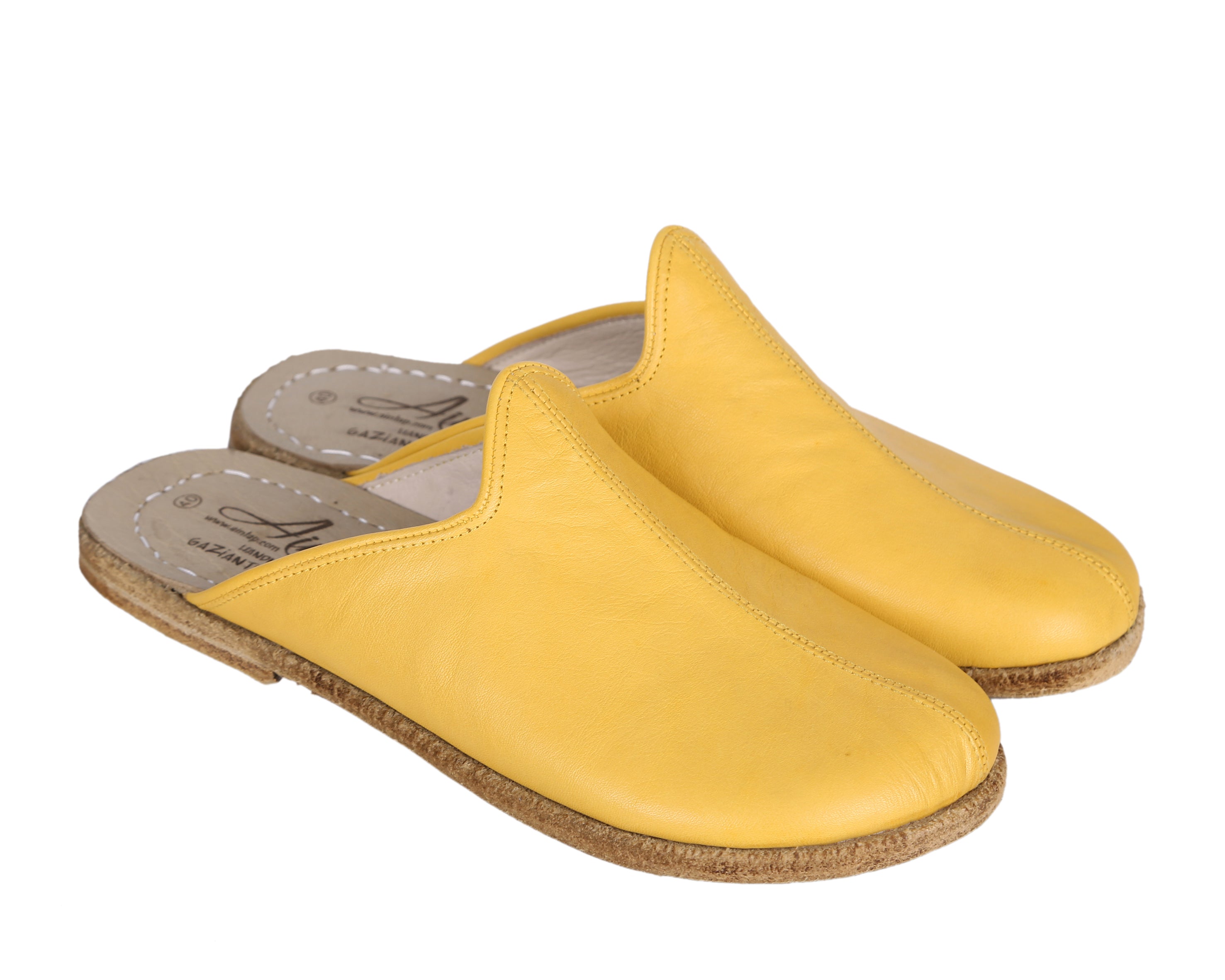 Yellow Sandal Wide Barefoot Smooth Leather Handmade 