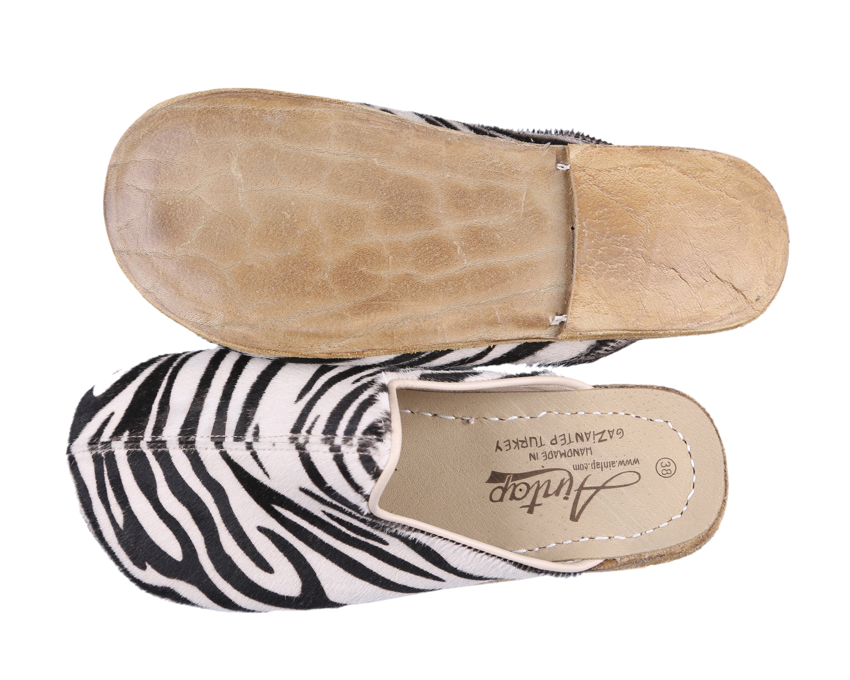Zebra Sandal Wide Barefoot Smooth Leather Handmade 