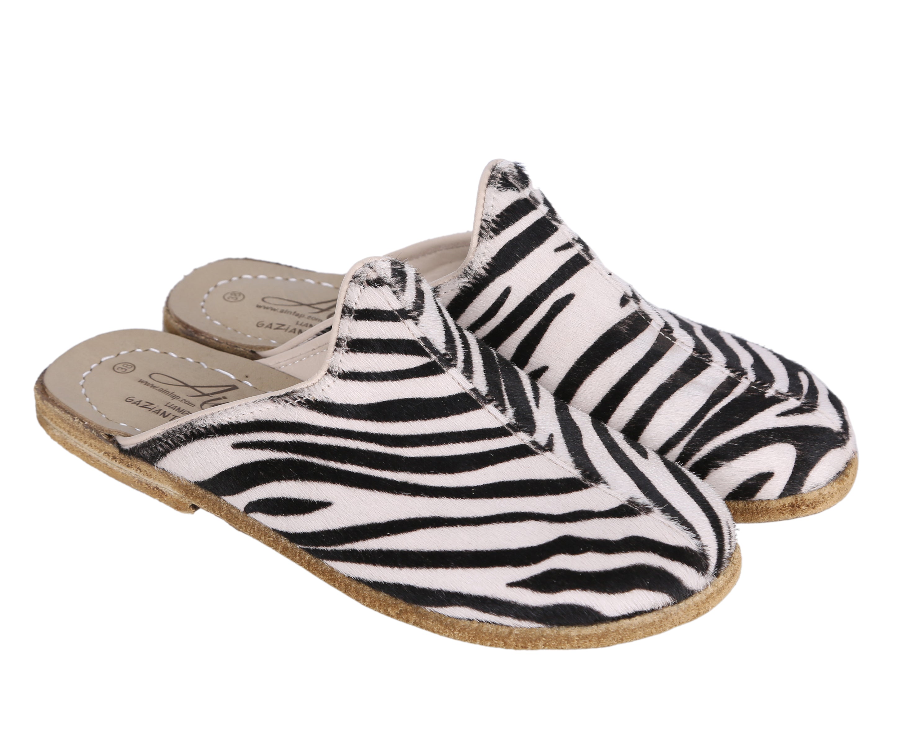 Zebra Sandal Wide Barefoot Smooth Leather Handmade 