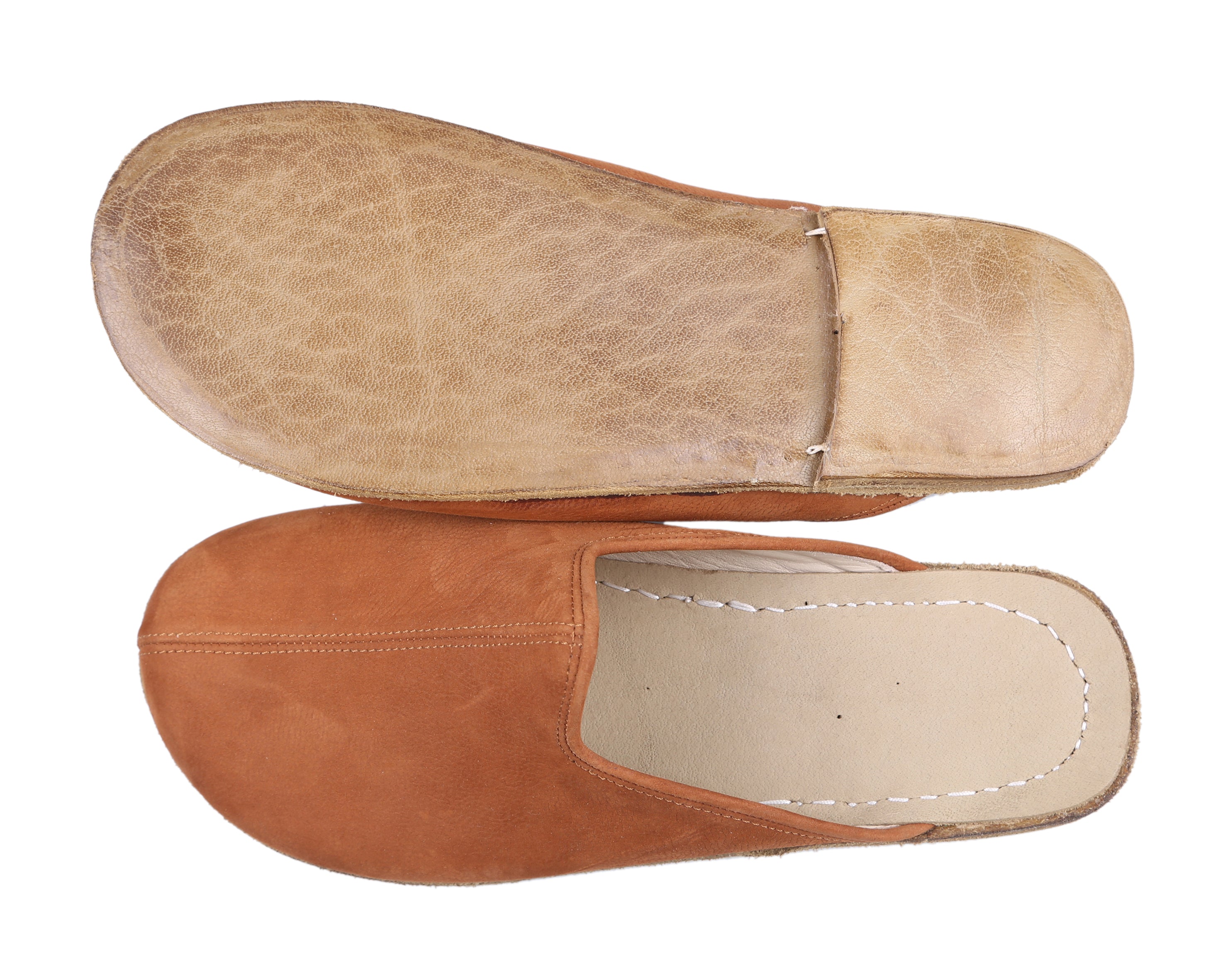 Tan Sandal Wide Barefoot Nubuck Leather Handmade 