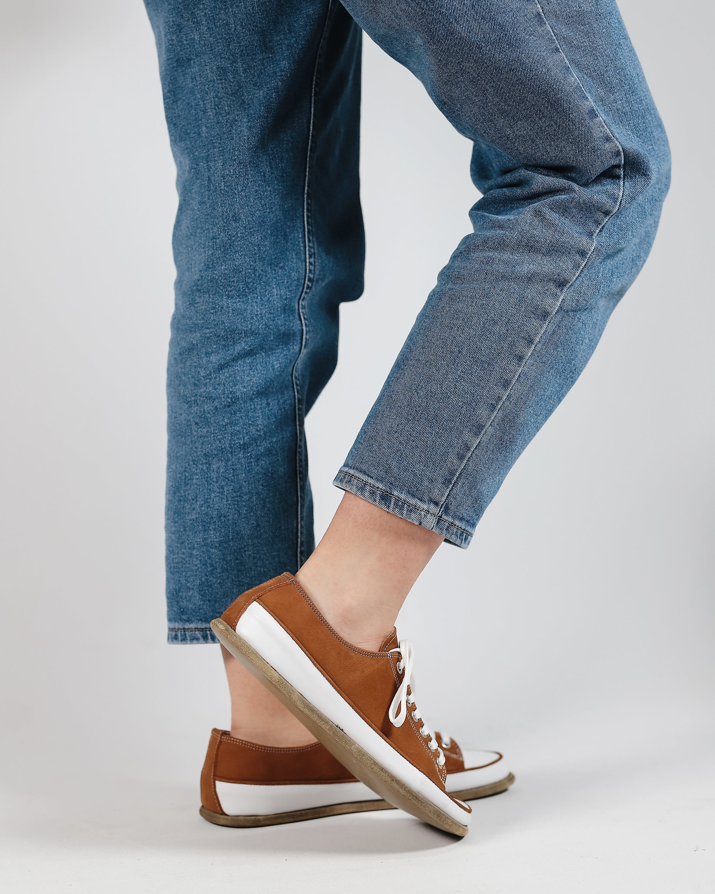 Tan Converse Style Wide Barefoot Nubuck Leather Handmade Shoes 