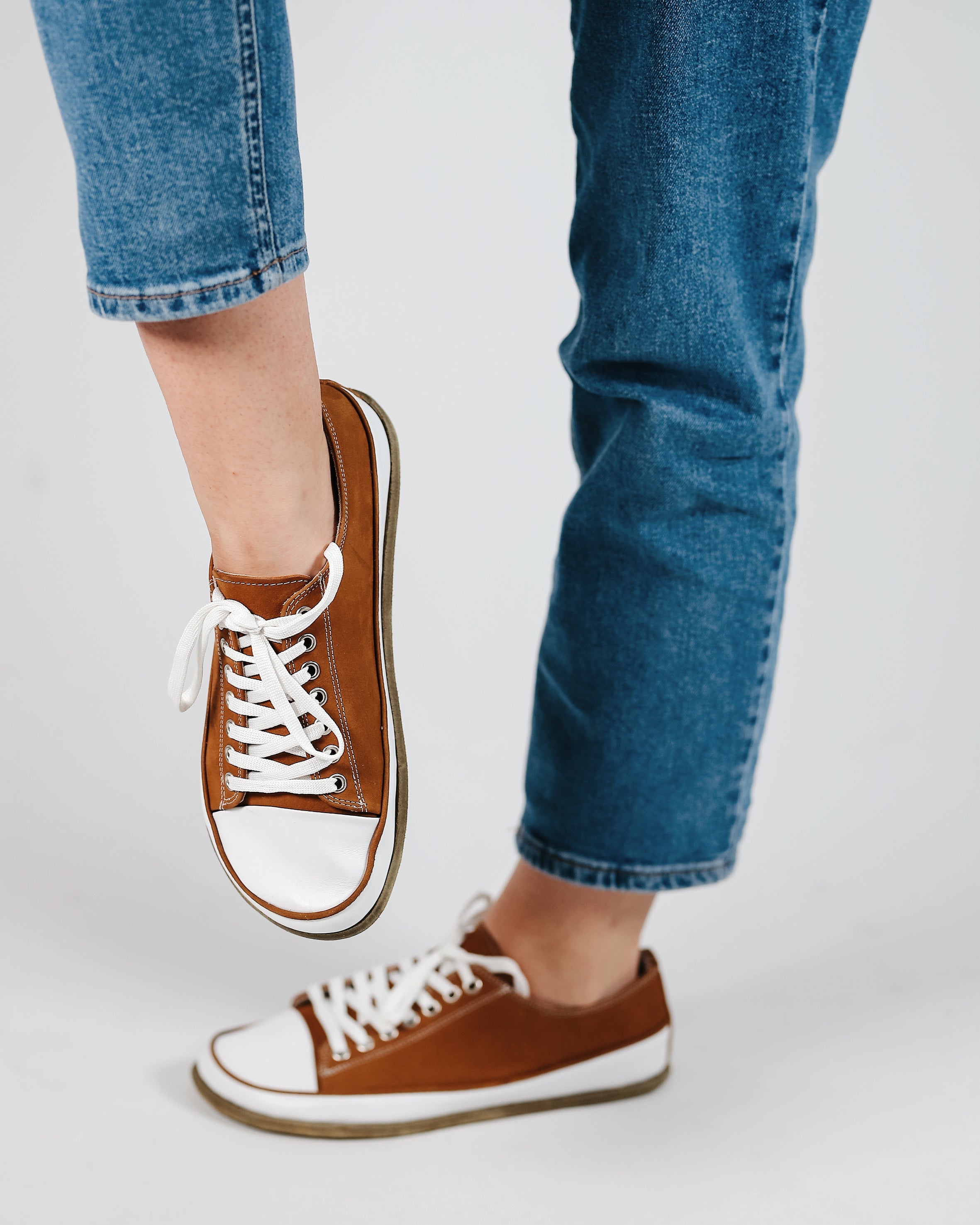Tan Converse Style Wide Barefoot Nubuck Leather Handmade Shoes 