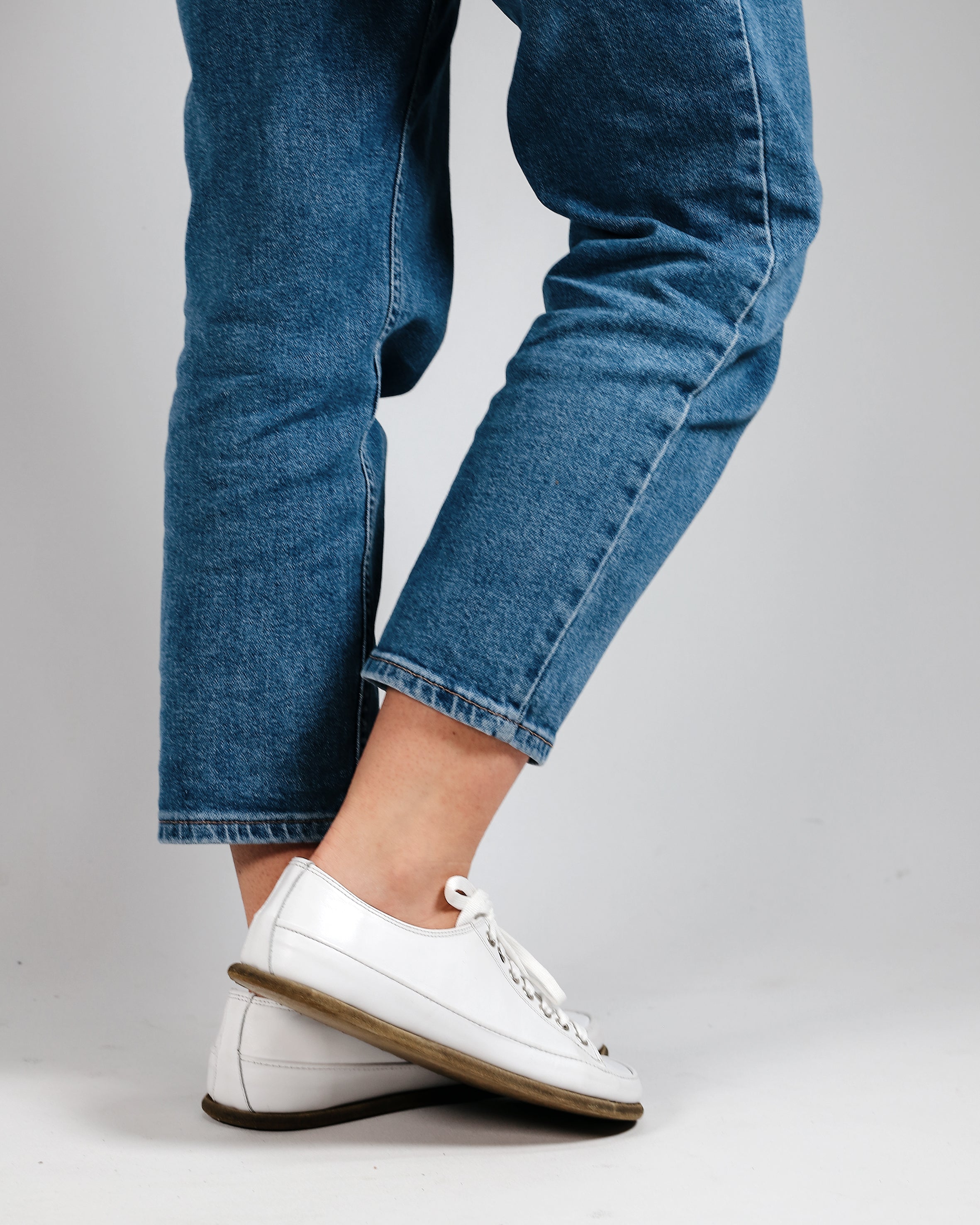 White Converse Style Wide Barefoot Smooth Leather Handmade Shoes 