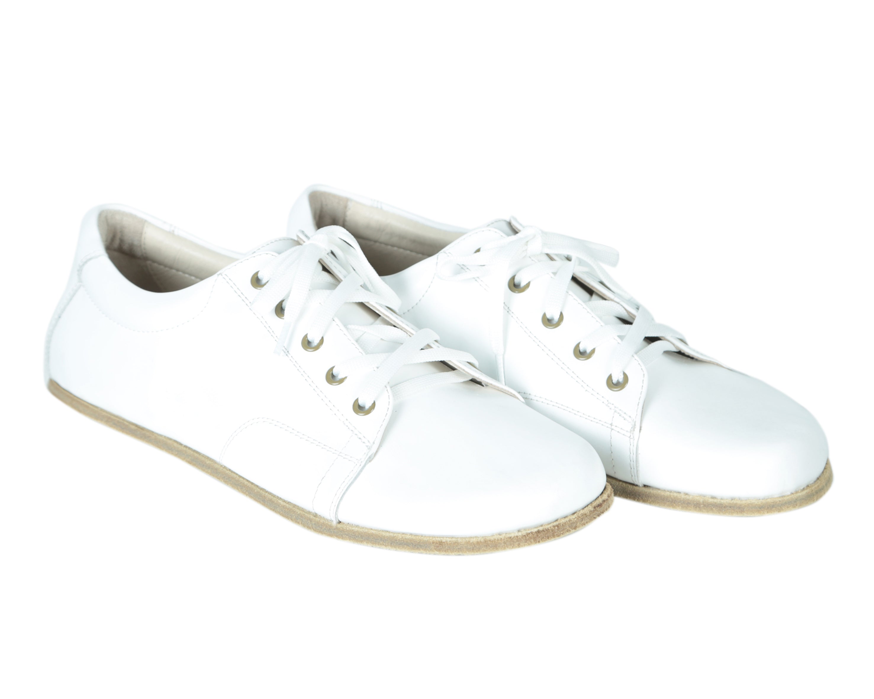 White Sneaker Wide Barefoot Smooth Leather Handmade Shoes 