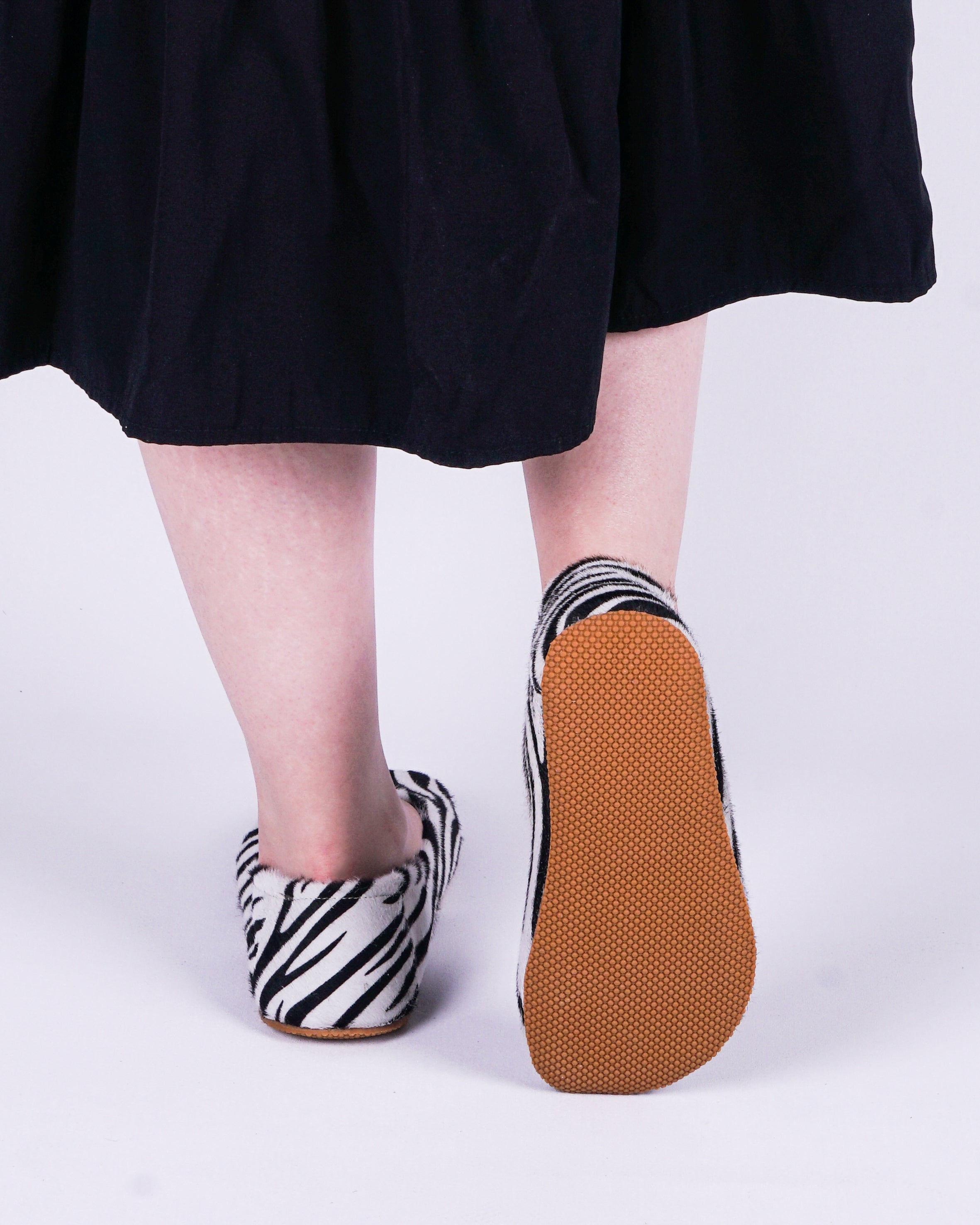 Zebra Women Flat Ballets Wide Barefoot Smooth Leather Handmade 