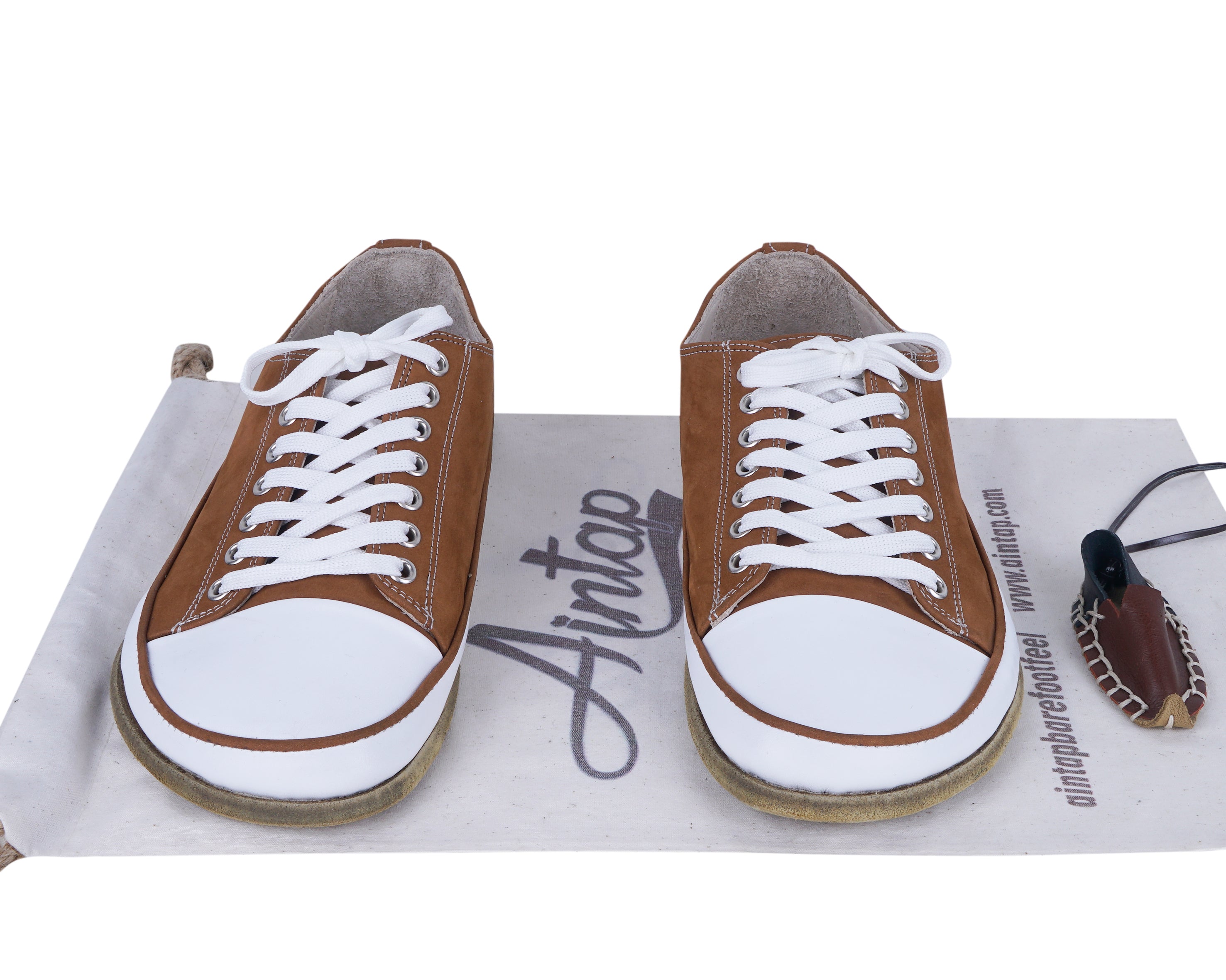 Tan Converse Style Wide Barefoot Nubuck Leather Handmade Shoes 