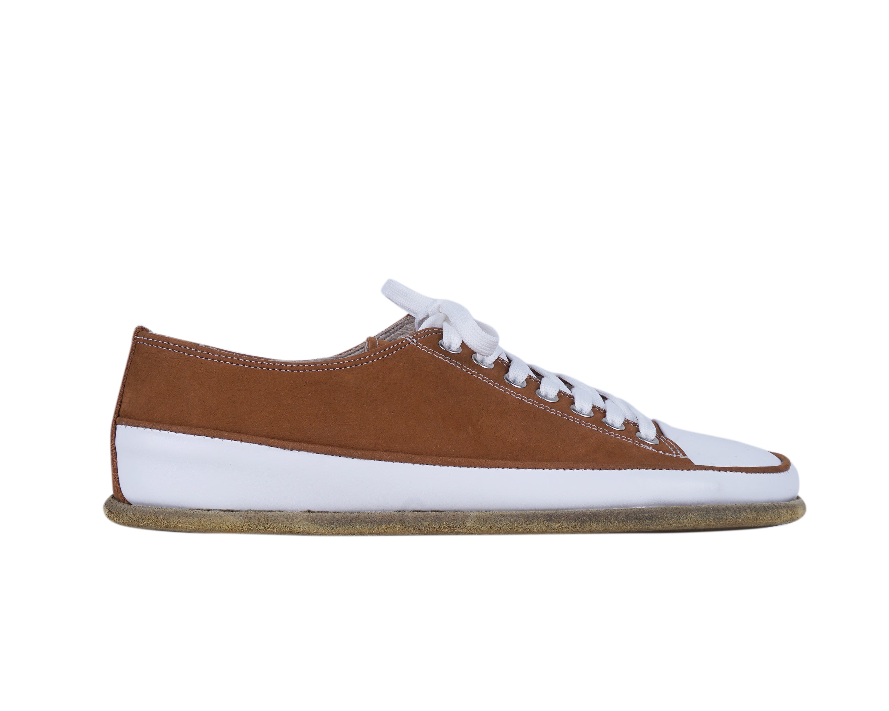Tan Converse Style Wide Barefoot Nubuck Leather Handmade Shoes 