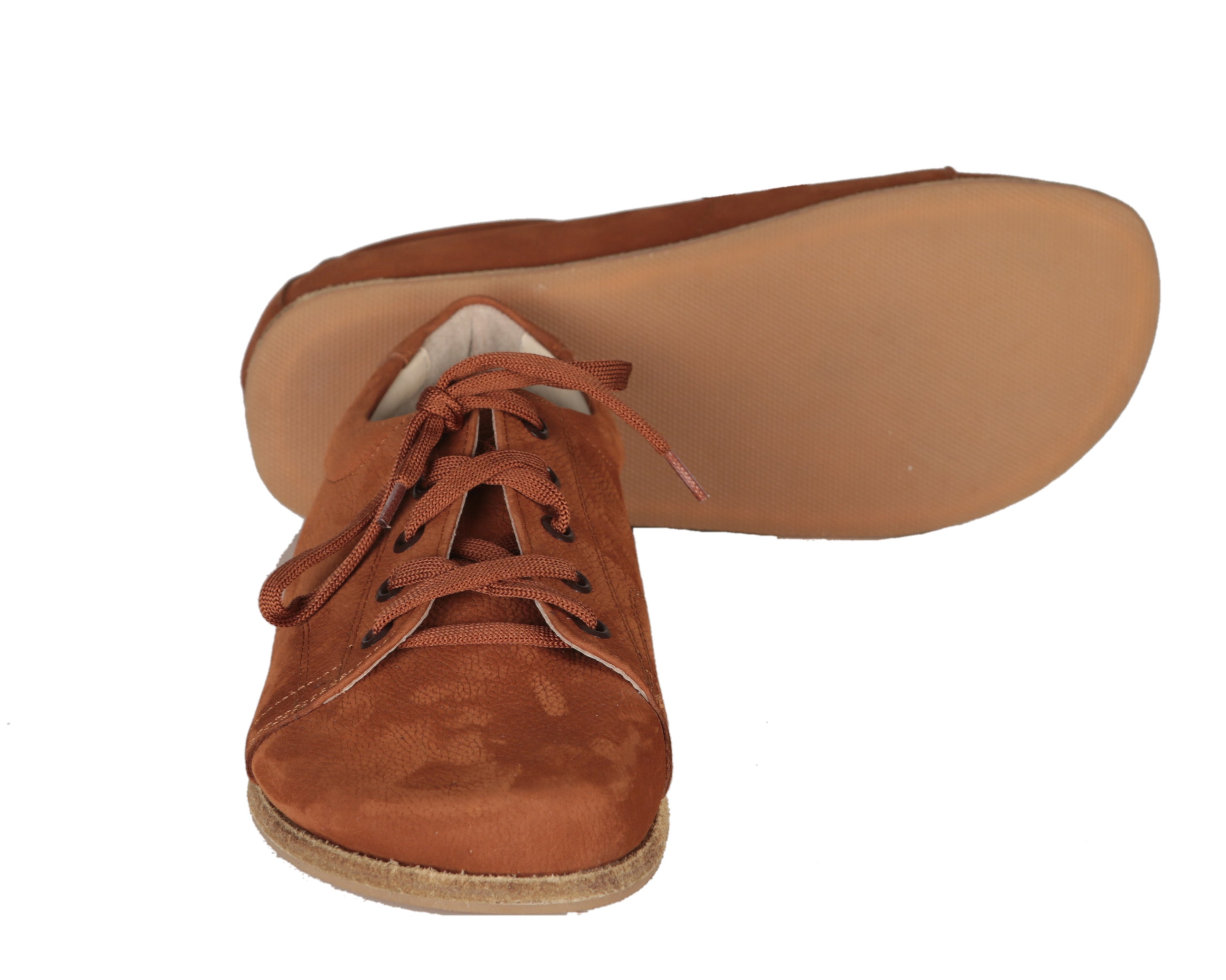 Tan Sneaker Wide Barefoot Nubuck Leather Handmade Shoes 