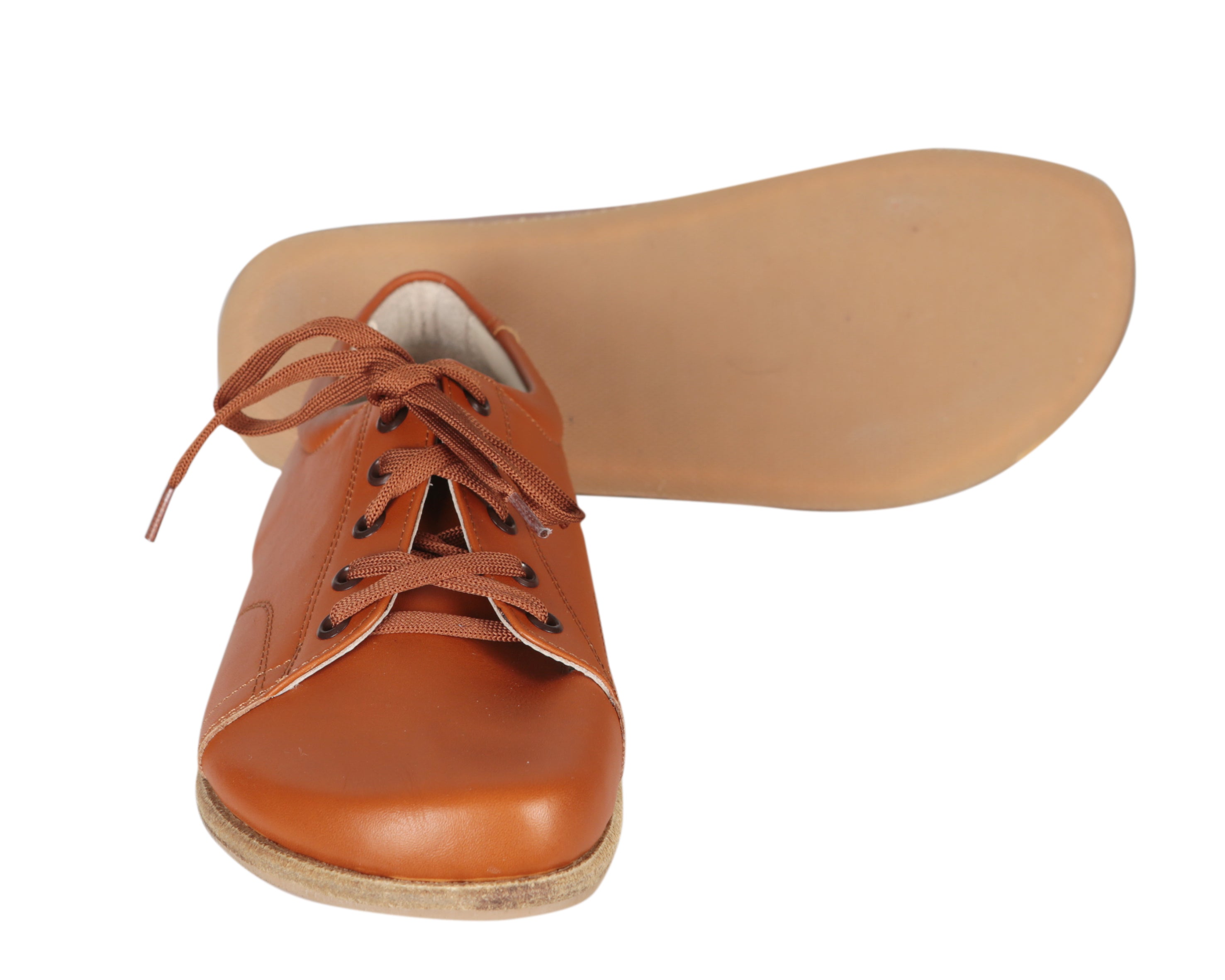Tan Sneaker Wide Barefoot Smooth Leather Handmade Shoes 