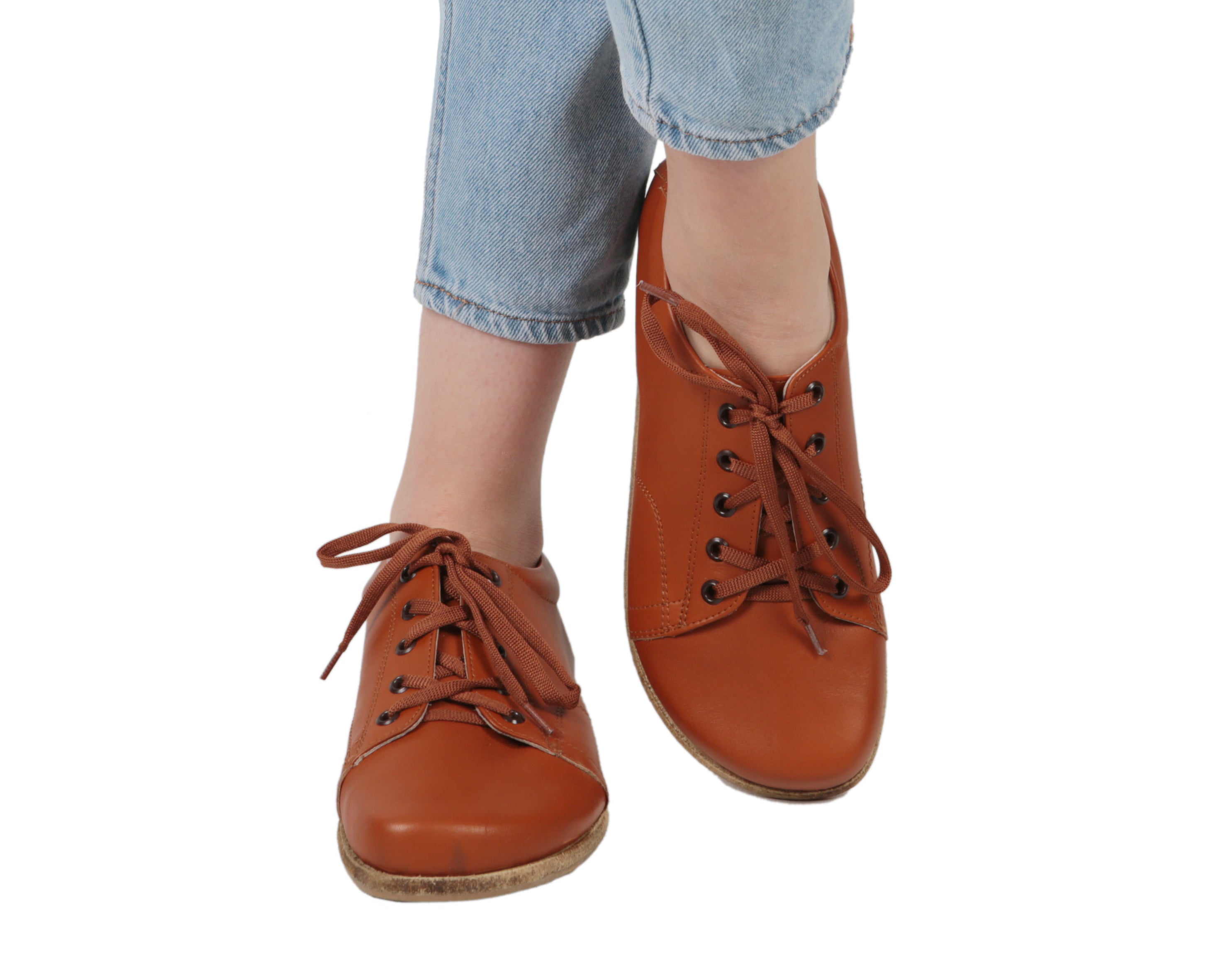 Tan Sneaker Wide Barefoot Smooth Leather Handmade Shoes 