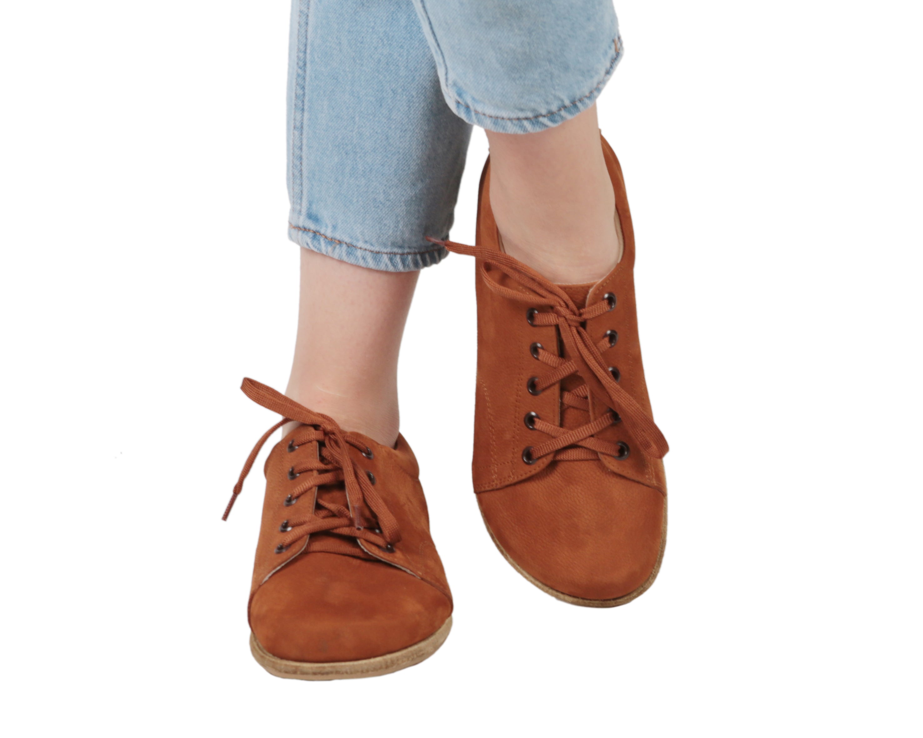 Tan Sneaker Wide Barefoot Nubuck Leather Handmade Shoes 